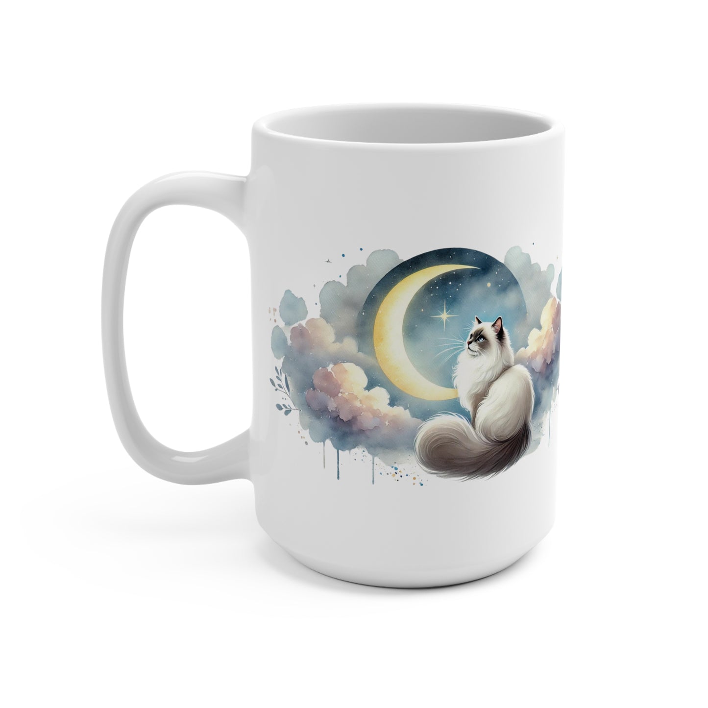 Crescent Moon Wishes - Cat Lover - Mug 15oz