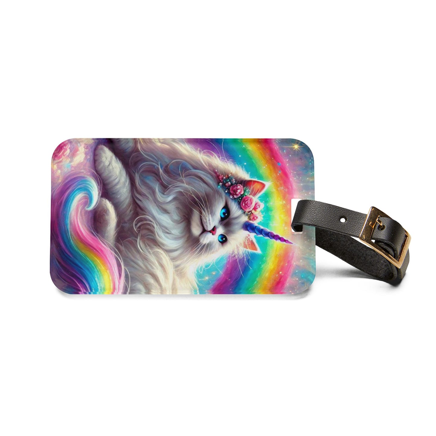 Rainbows and Caticorns - Cat Unicorn - Luggage Tag - Travel Gift