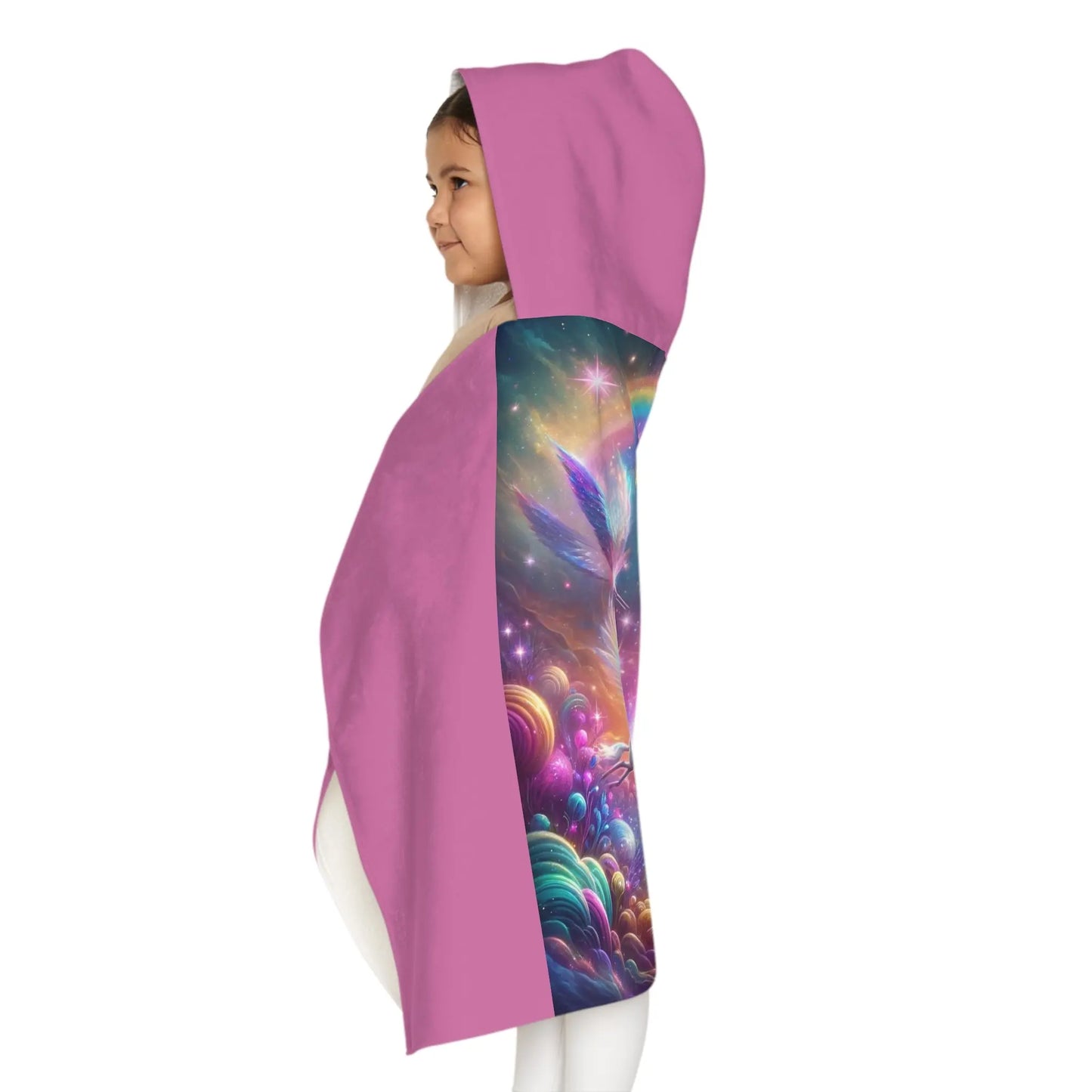 Caticorn - Cat Unicorn - Rainbow - Youth Hooded Towel - Pink