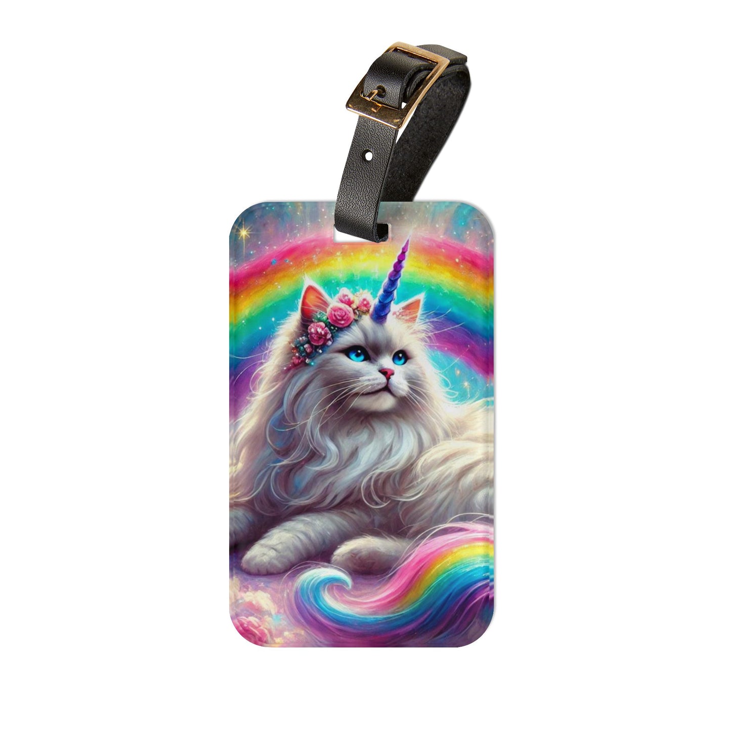 Rainbows and Caticorns - Cat Unicorn - Luggage Tag - Travel Gift