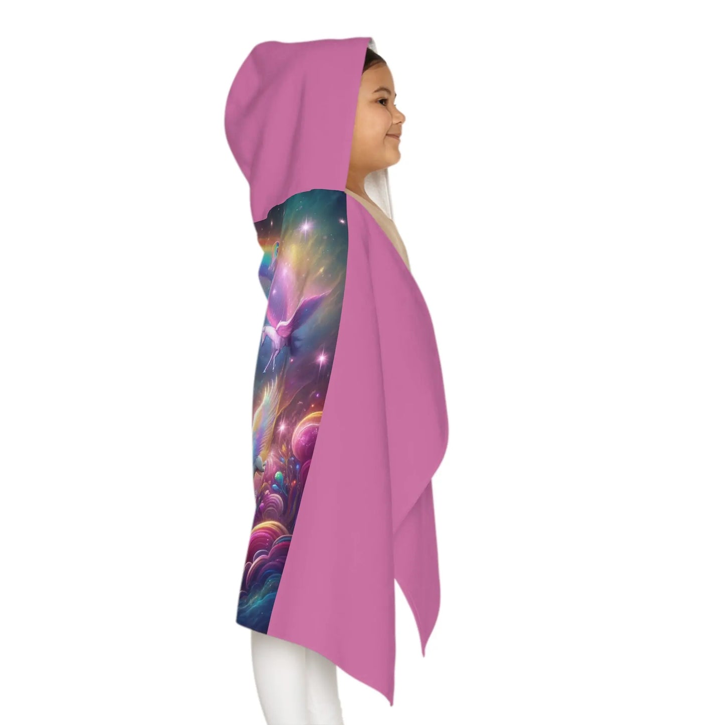 Caticorn - Cat Unicorn - Rainbow - Youth Hooded Towel - Pink