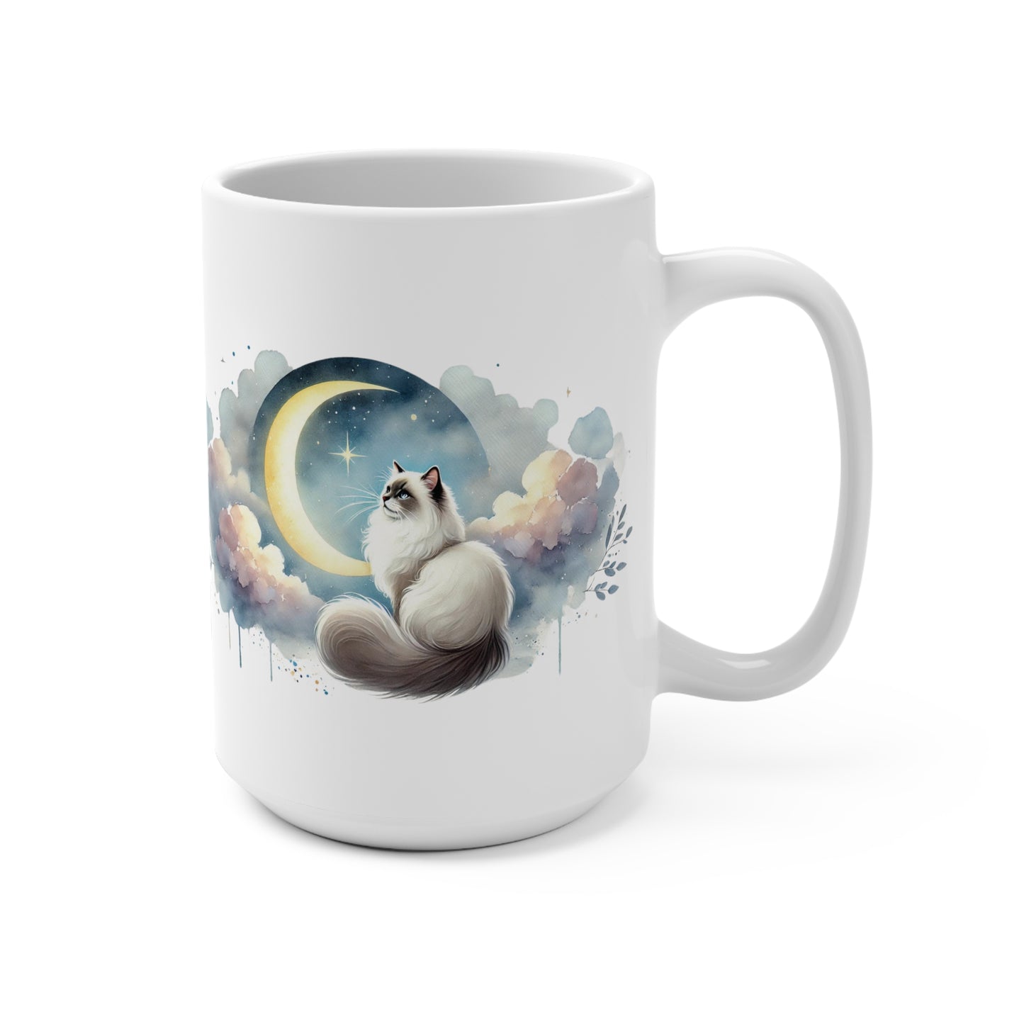 Crescent Moon Wishes - Cat Lover - Mug 15oz