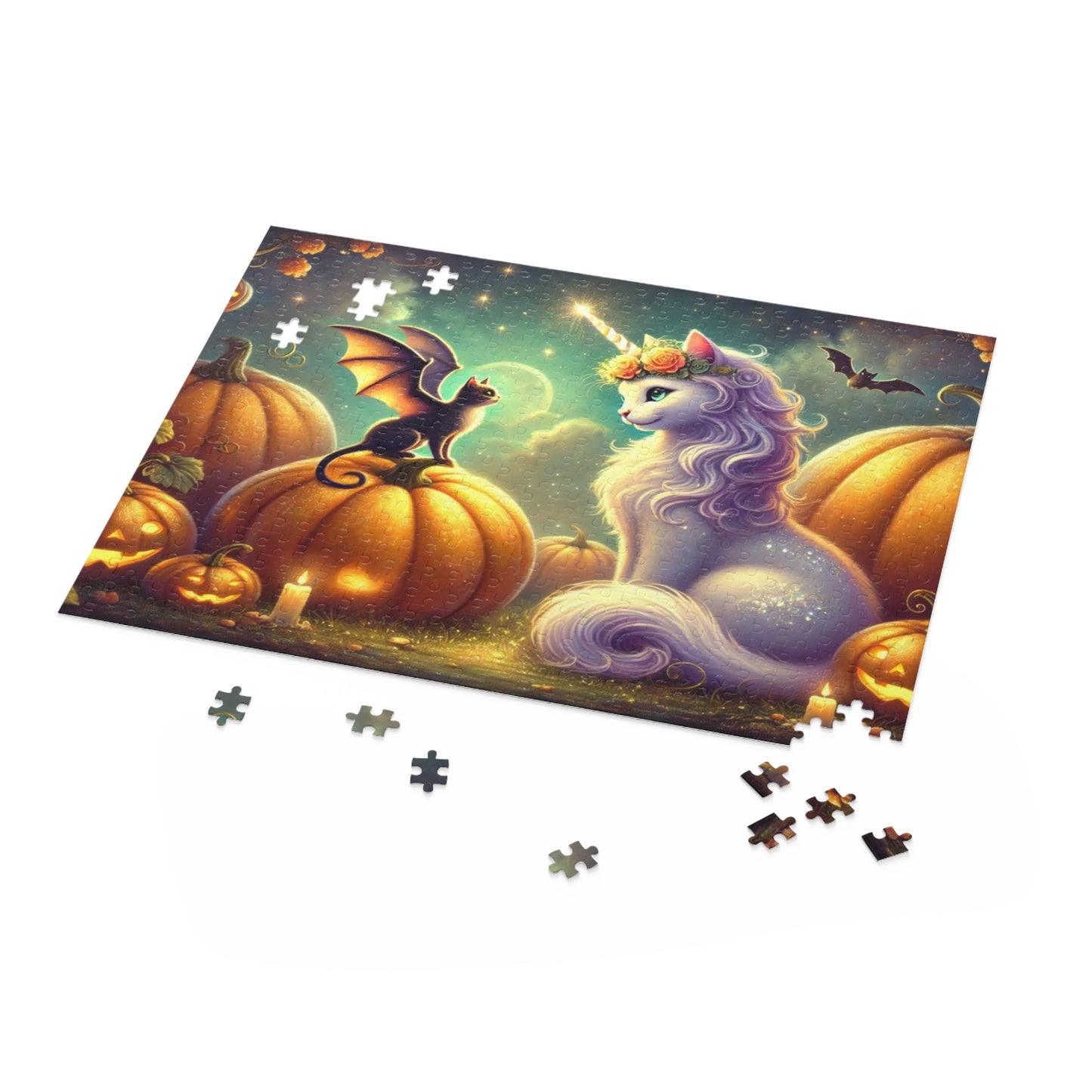 Halloween Caticorn Magic Puzzle - Cat Unicorn Gift 120, 252, or 500 -piece options