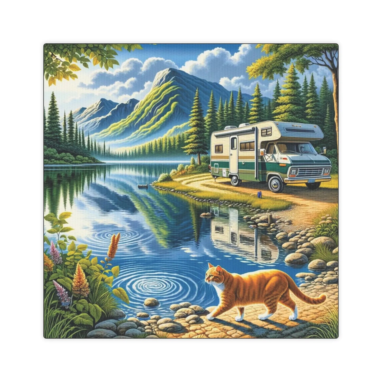 Mountain Kitty RV Adventure - Cat Lover - Wall Art Decor - Montecore PawPrints