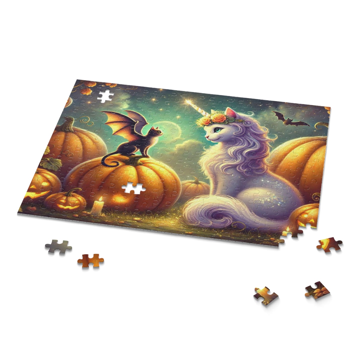 Halloween Caticorn Magic Puzzle - Cat Unicorn Gift 120, 252, or 500 -piece options