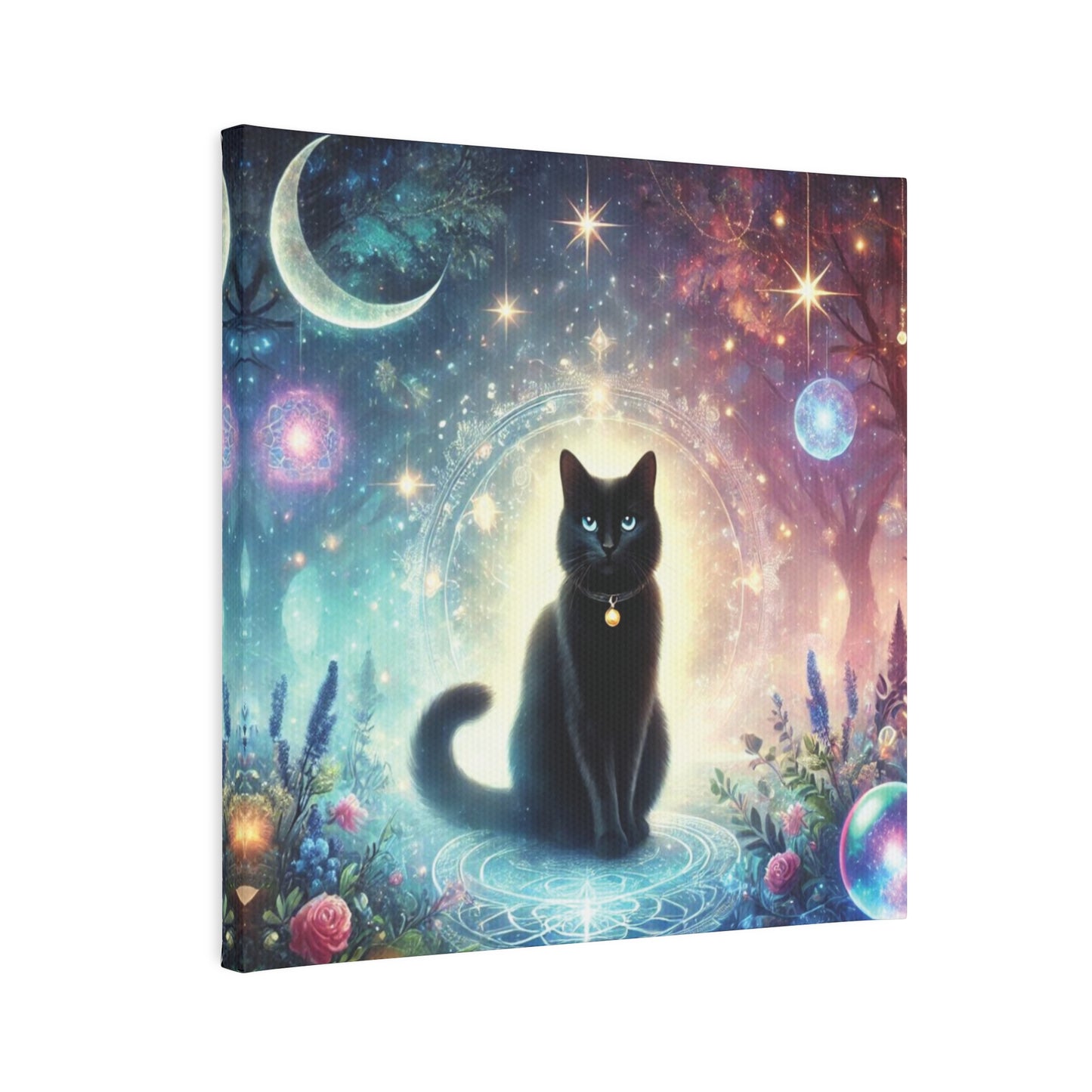 Celestial Black Cat Cosmic - Wall Art Decor 8x8