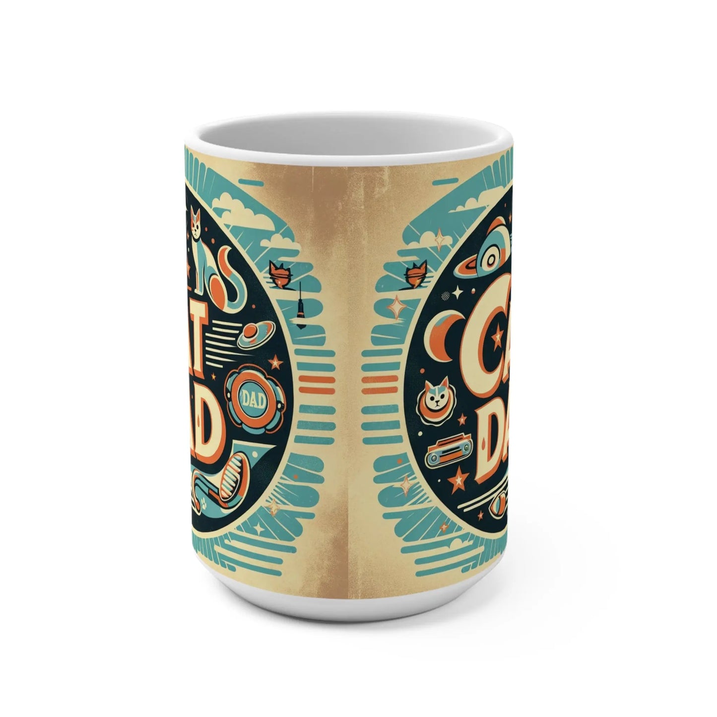 Retro Cat Dad - Ceramic Mug 15oz - Montecore PawPrints