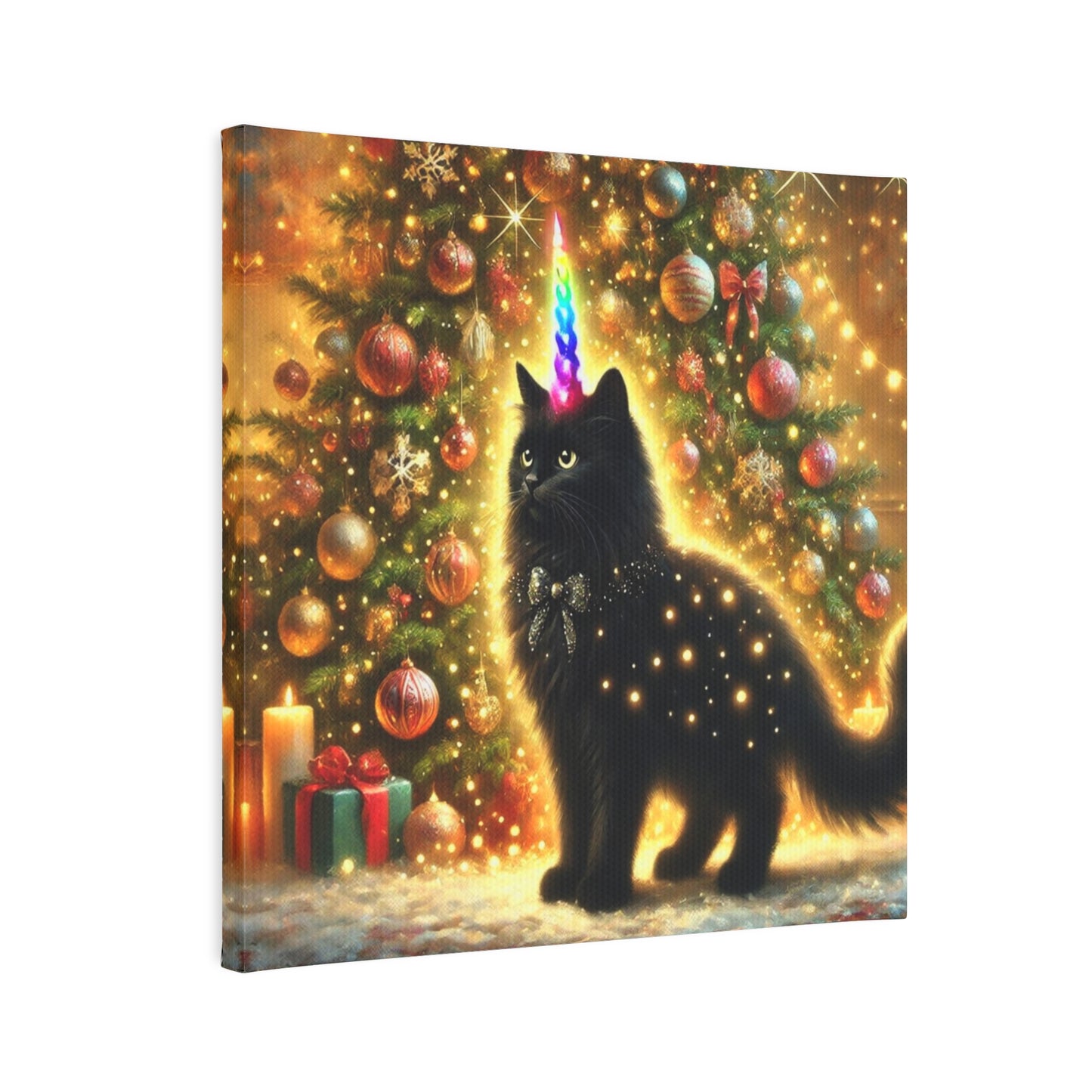 Magic Christmas Cat Unicorn - Wall Art Decor 8x8