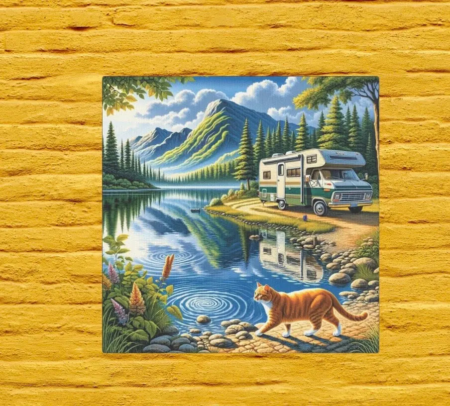 Mountain Kitty RV Adventure - Cat Lover - Wall Art Decor - Montecore PawPrints