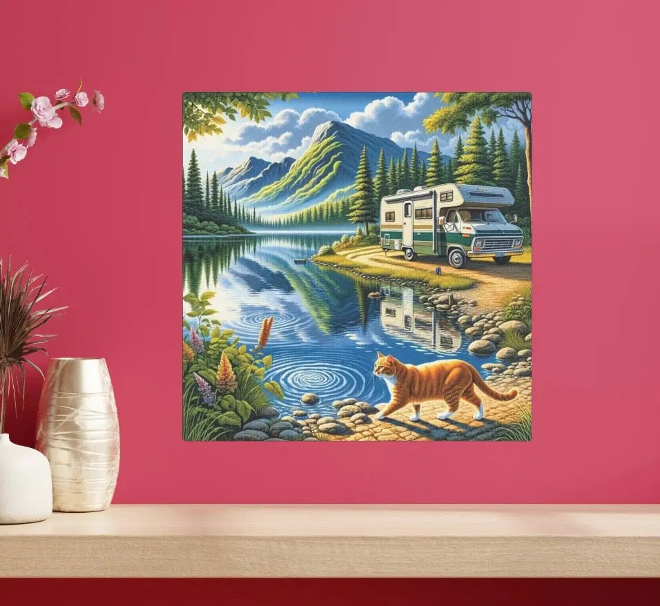 Mountain Kitty RV Adventure - Cat Lover - Wall Art Decor - Montecore PawPrints