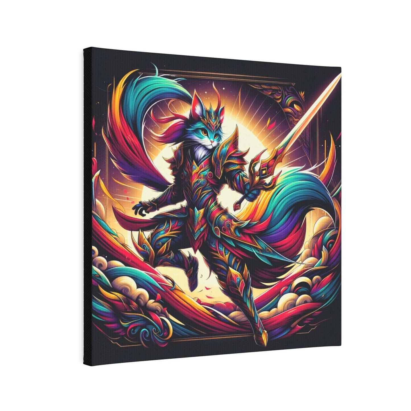 Anime Warrior Wall Art - Cat Lover Decor - Canvas