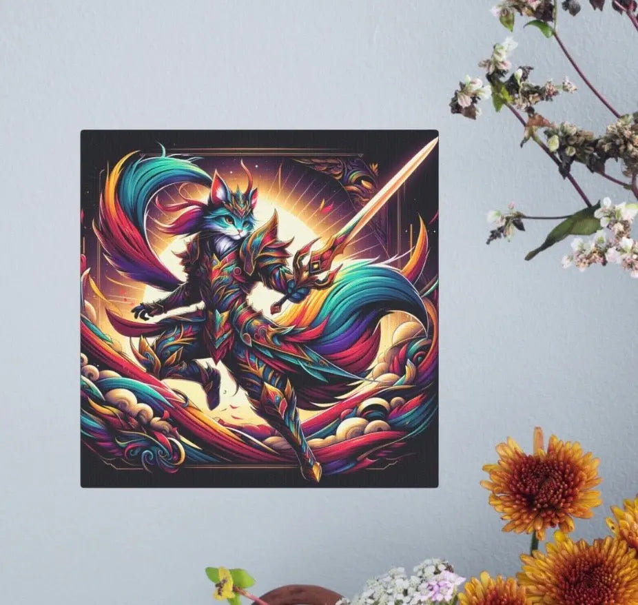 Anime Warrior Wall Art - Cat Lover Decor - Canvas