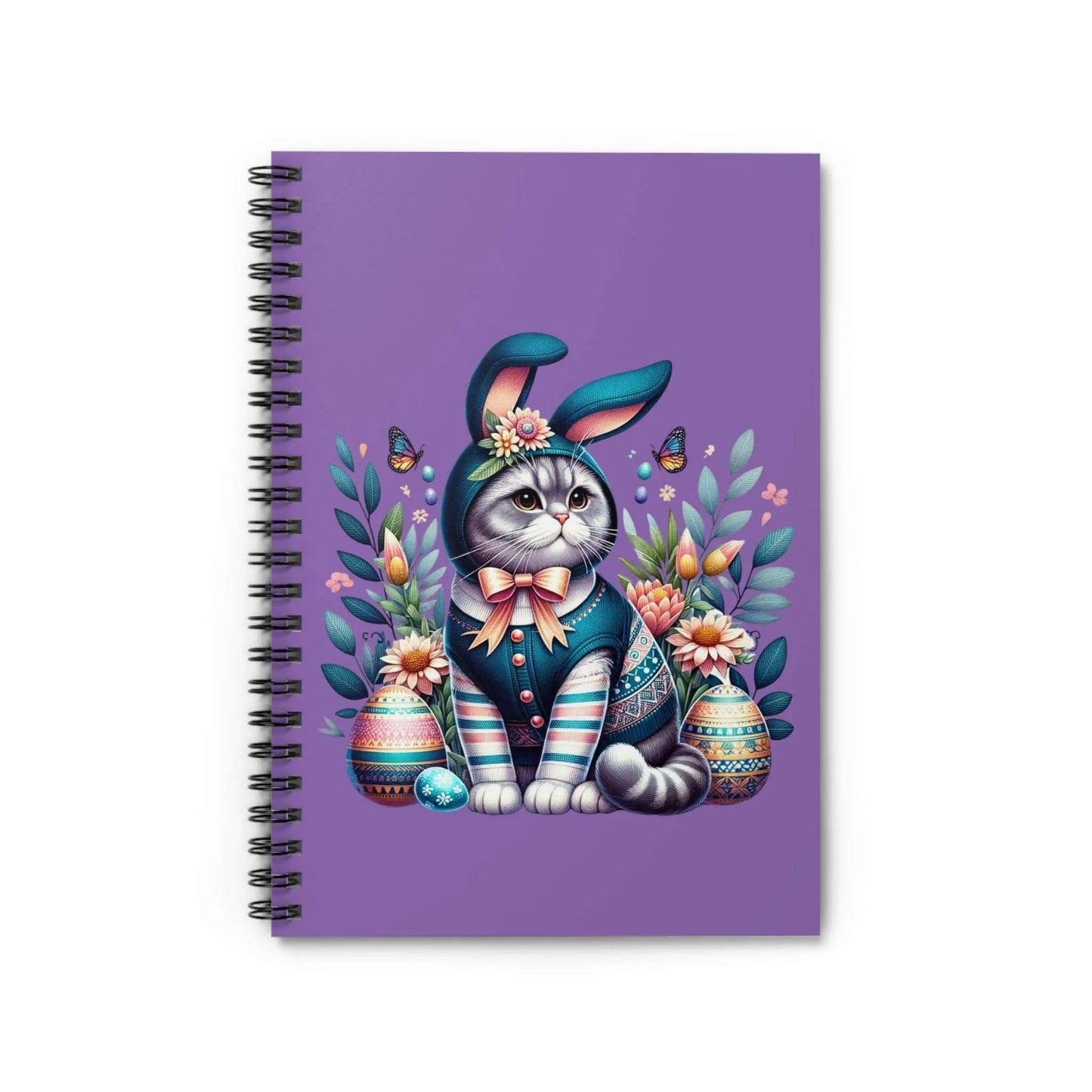 Blue Cat Easter Bunny Spiral Notebook - Ruled Line - Paper products