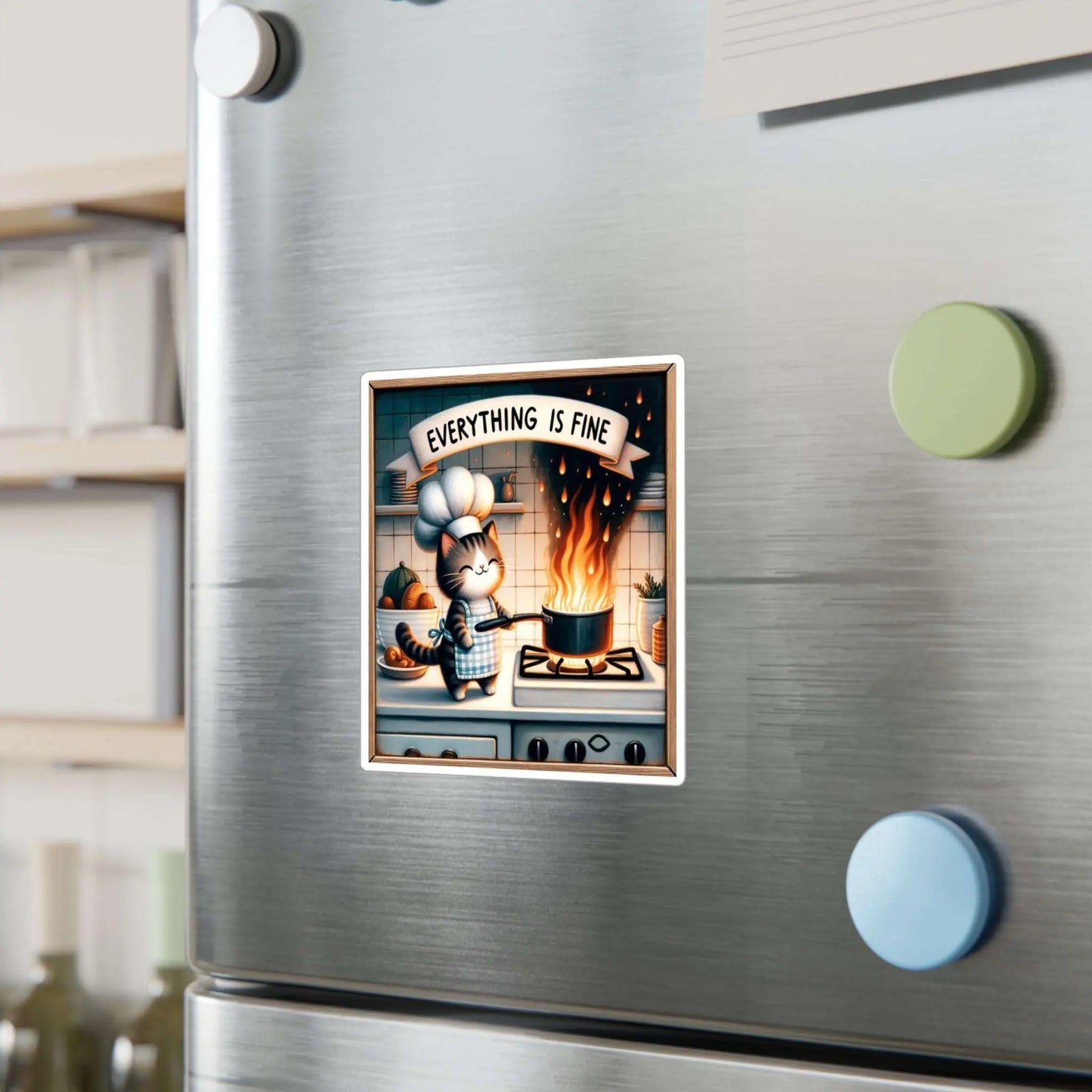 Everything is Fine - Cat Cooking Kiss-Cut Vinyl Decals - Paper products