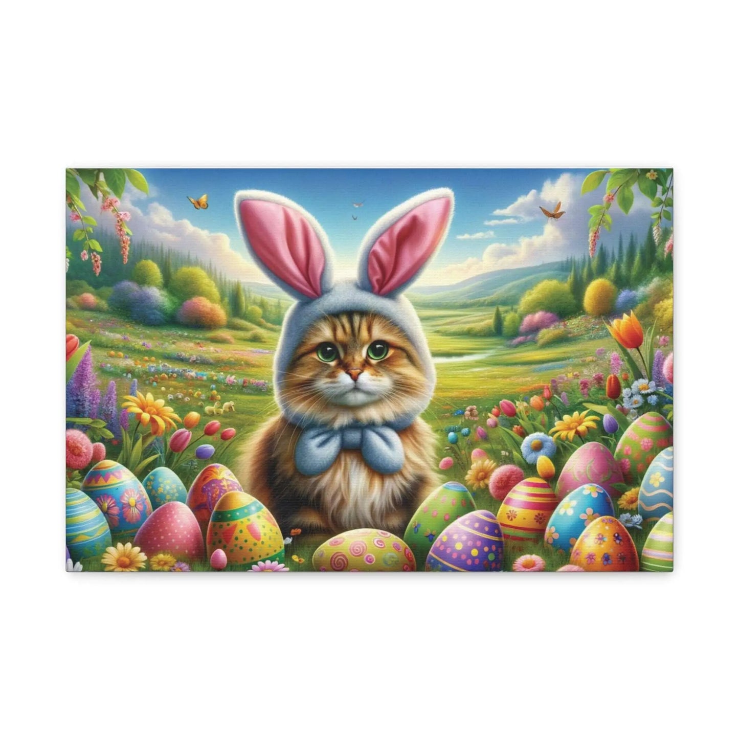 Fluffy Cat With Easter Bunny Ears - Canvas Gallery Wraps - Canvas