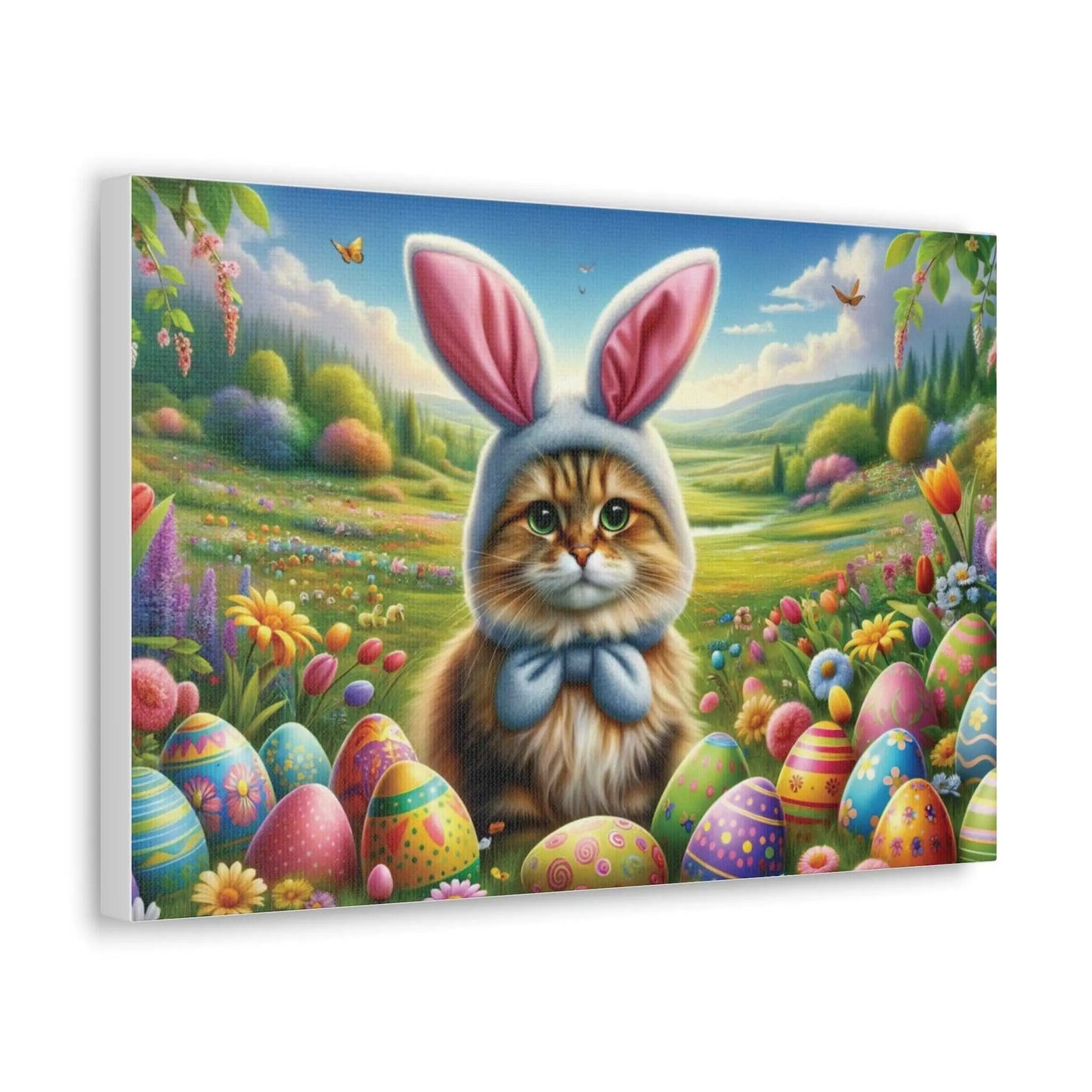 Fluffy Cat With Easter Bunny Ears - Canvas Gallery Wraps - Canvas