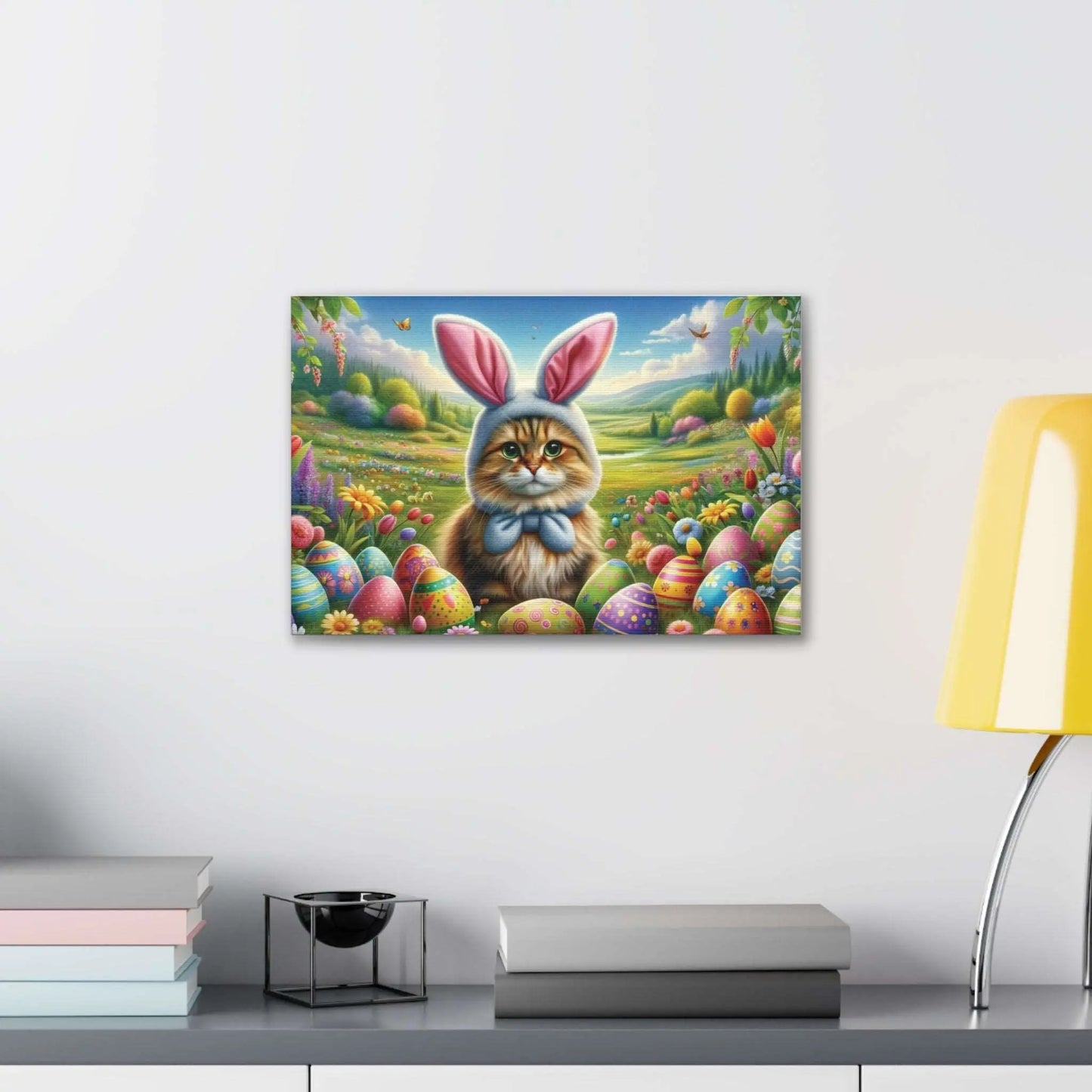 Fluffy Cat With Easter Bunny Ears - Canvas Gallery Wraps - Canvas