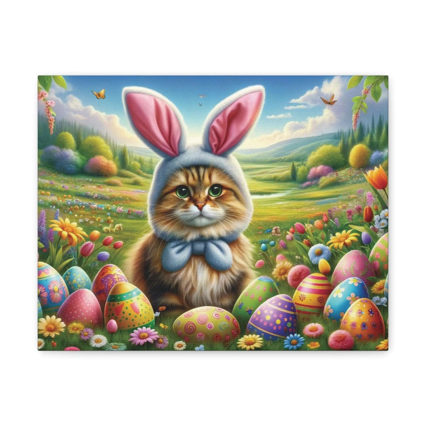 Fluffy Cat With Easter Bunny Ears - Canvas Gallery Wraps - Canvas
