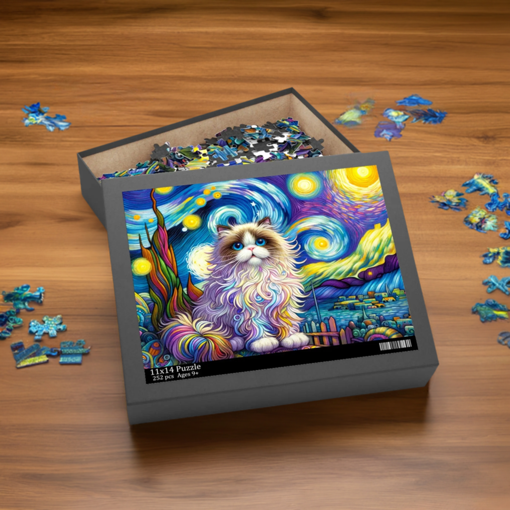 Starry Night Rag Doll Cat Lover - Puzzle (120, 252, 500-Piece)