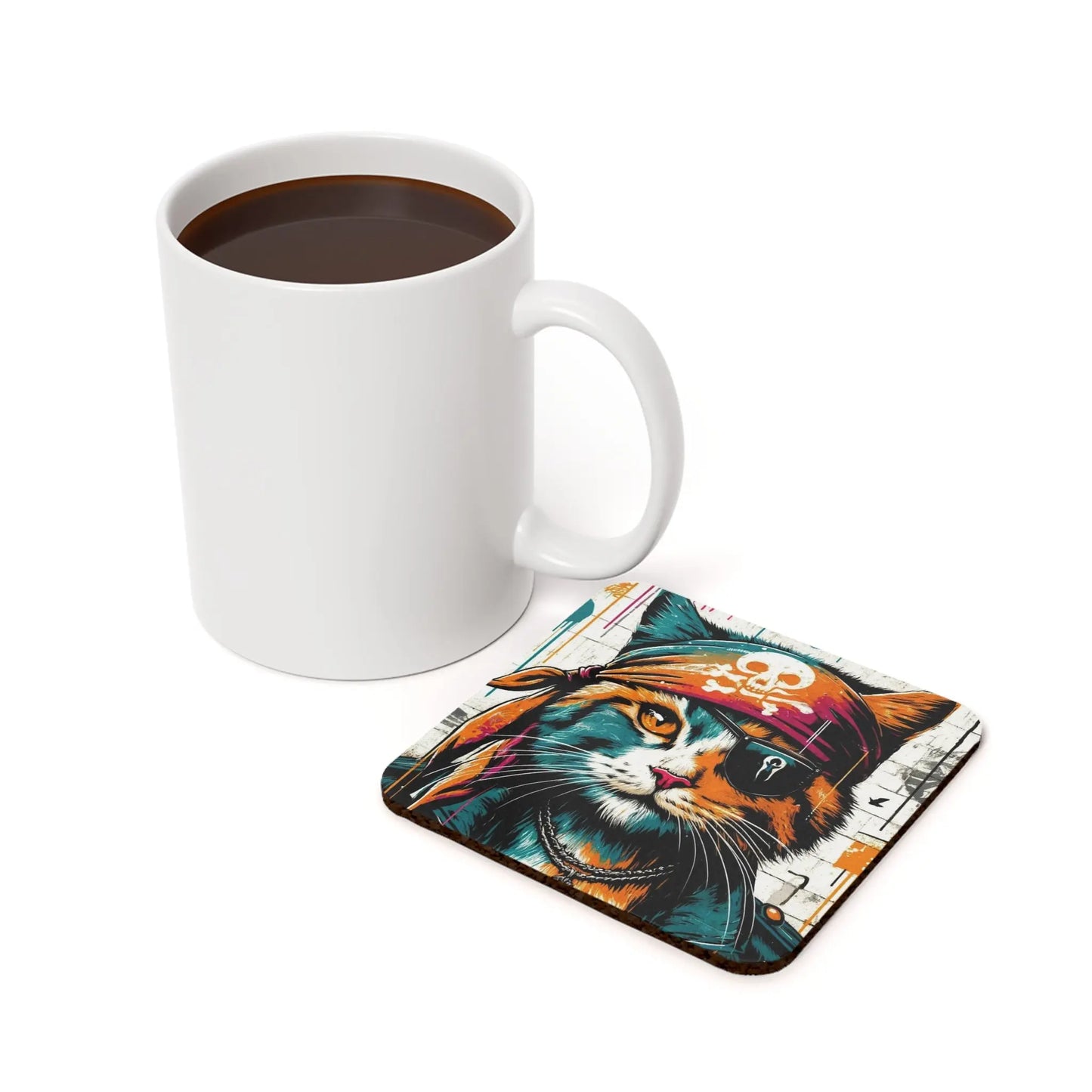 Graffiti Cat Pirate - Cat Lover - Coaster - Home Decor