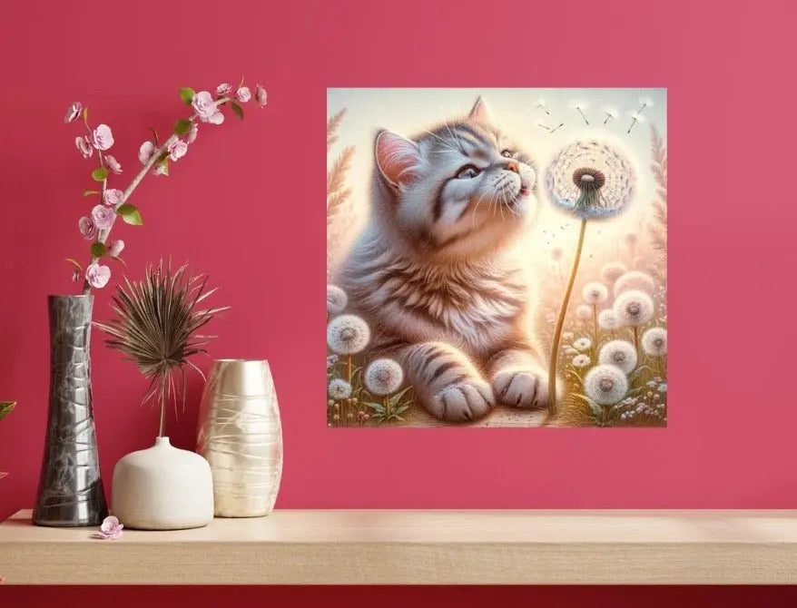 Kitty Wishes - Cat Lover Art - Wall Decor - Canvas