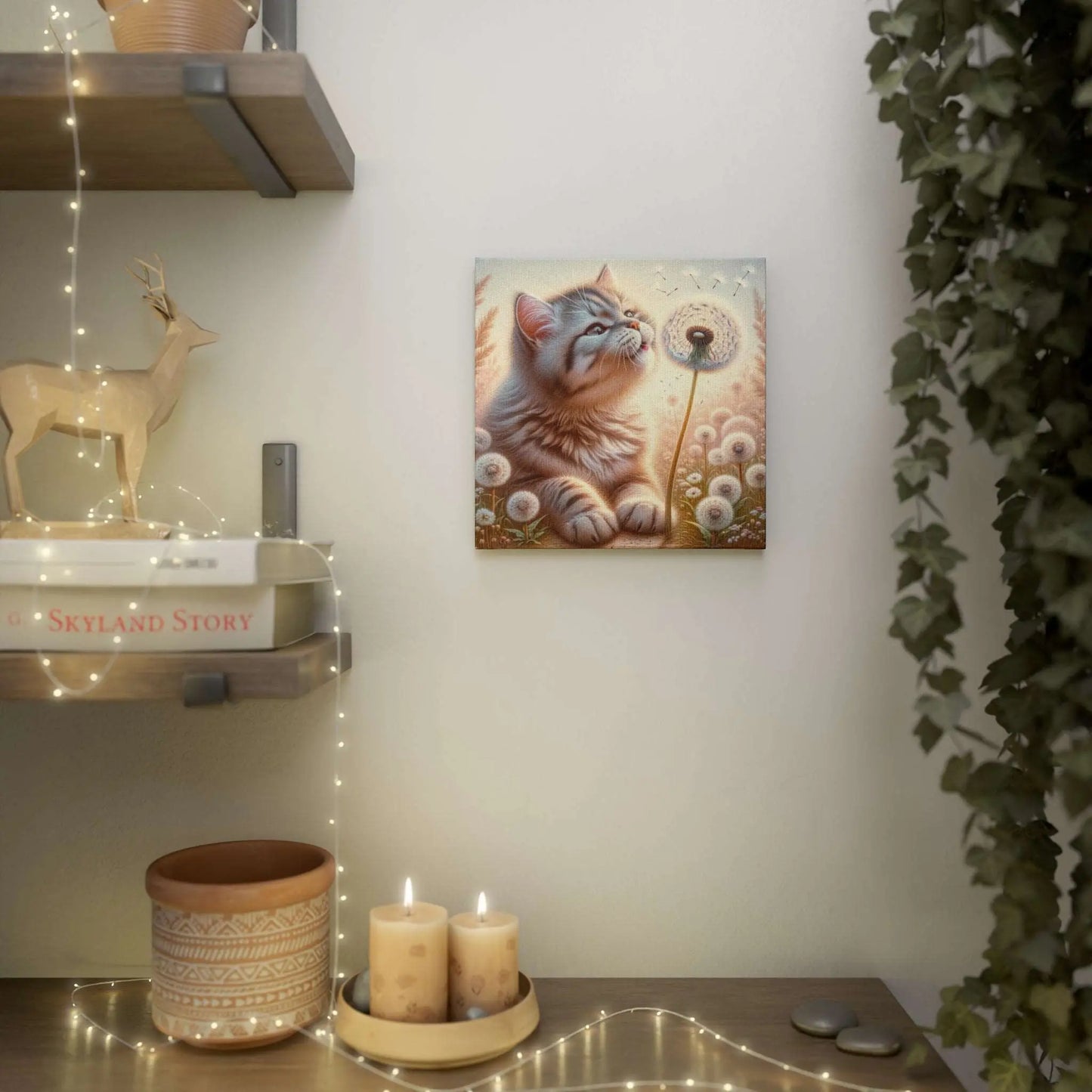 Kitty Wishes - Cat Lover Art - Wall Decor - Canvas