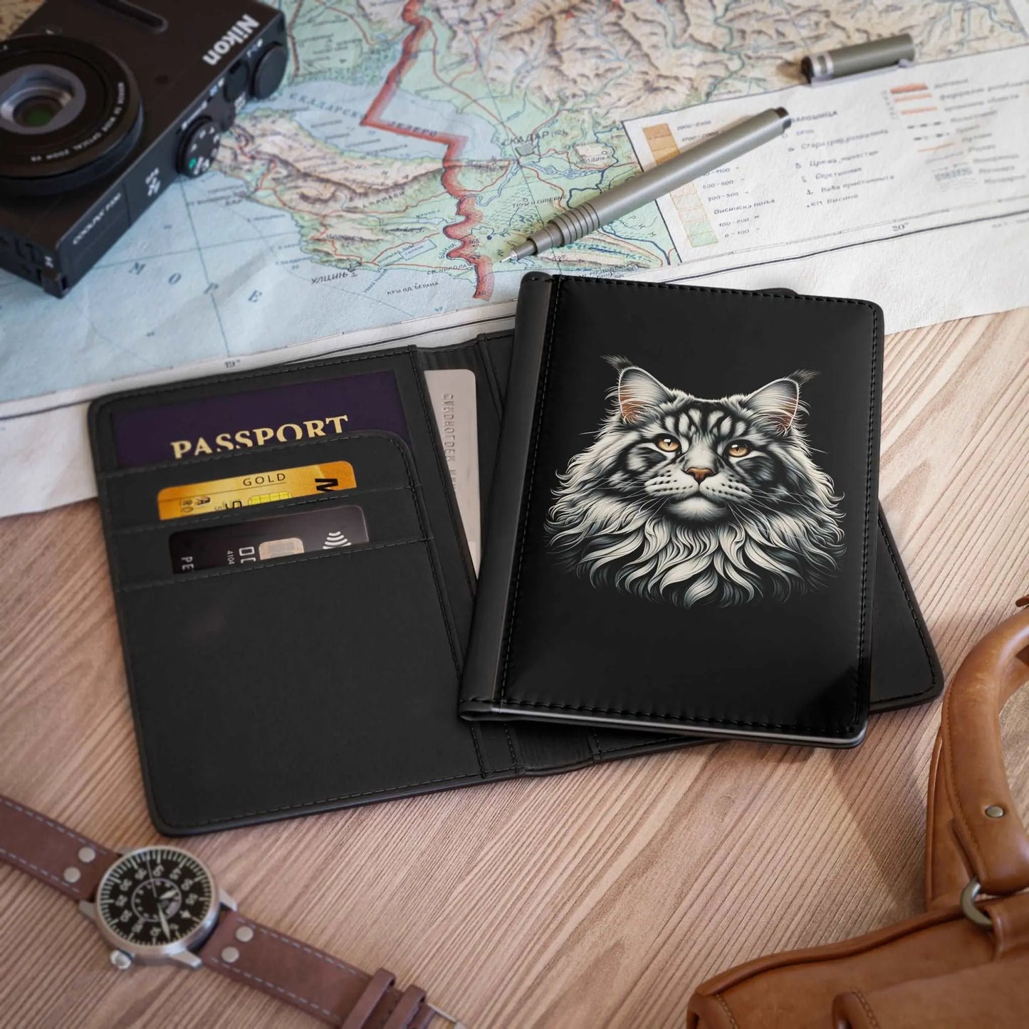Maine Coon Graphic - Passport Cover - Travel Accessory - Accessories