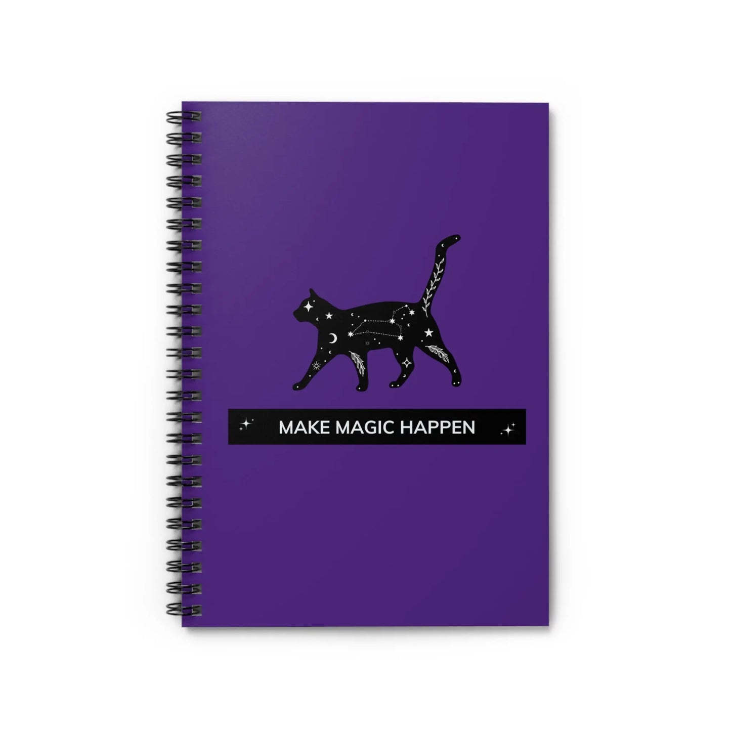 Make Magic Happen- Black Cat - Spiral Notebook - Ruled Line - Paper products