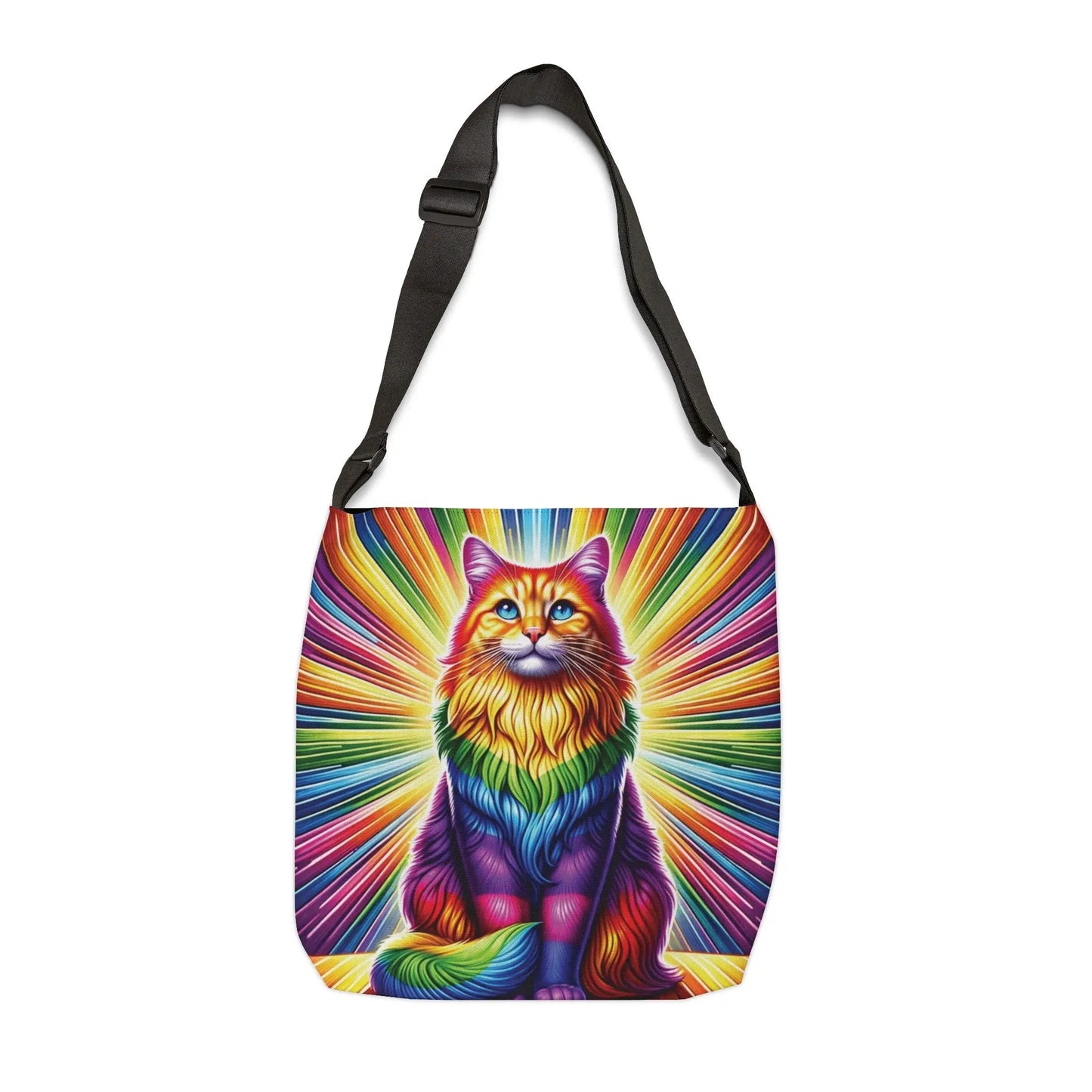 Rainbow Fluffy Cat - Adjustable Strap -Two Sizes - Tote Bag - Bags