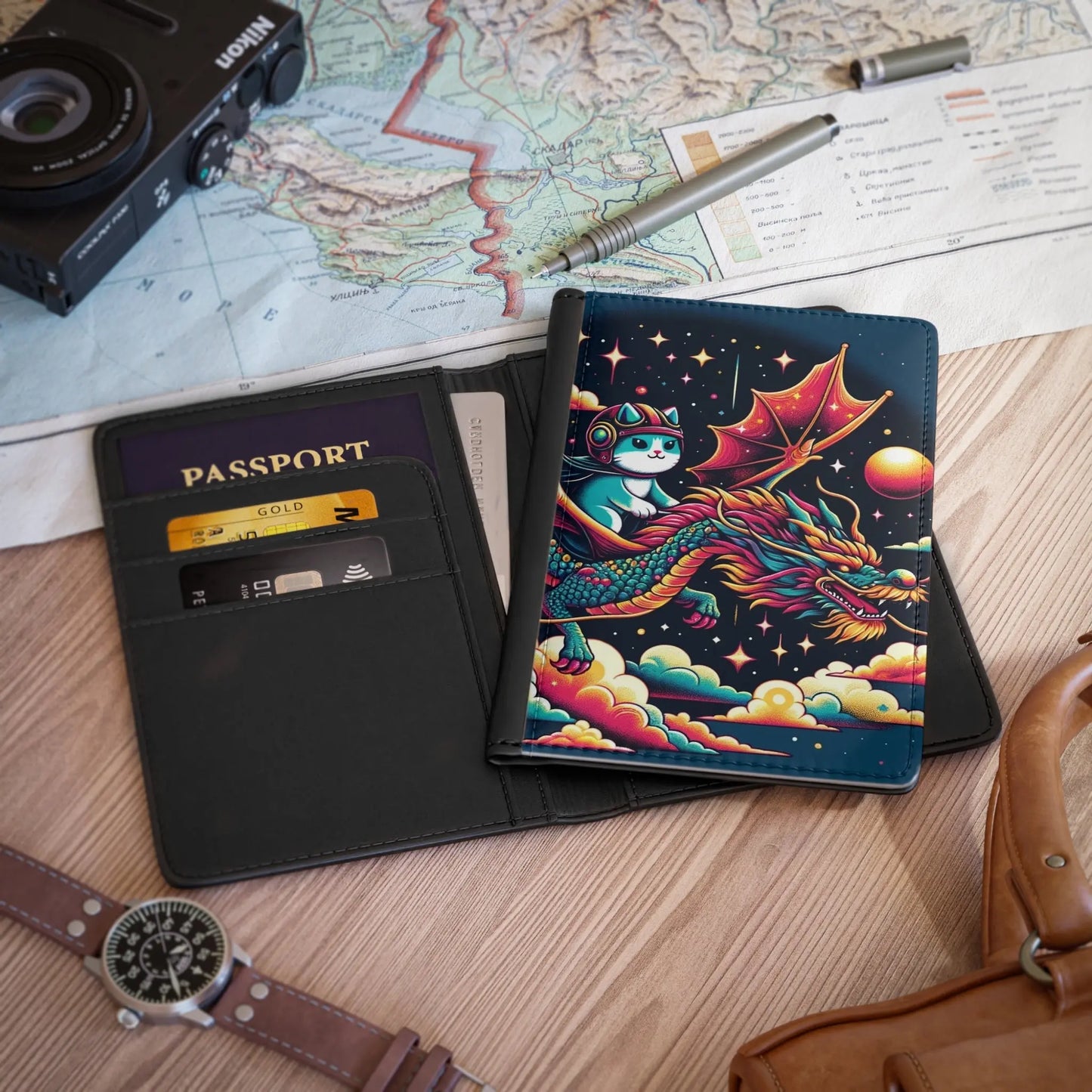 Red Dragon Cat Rider - Passport Cover - Accessories