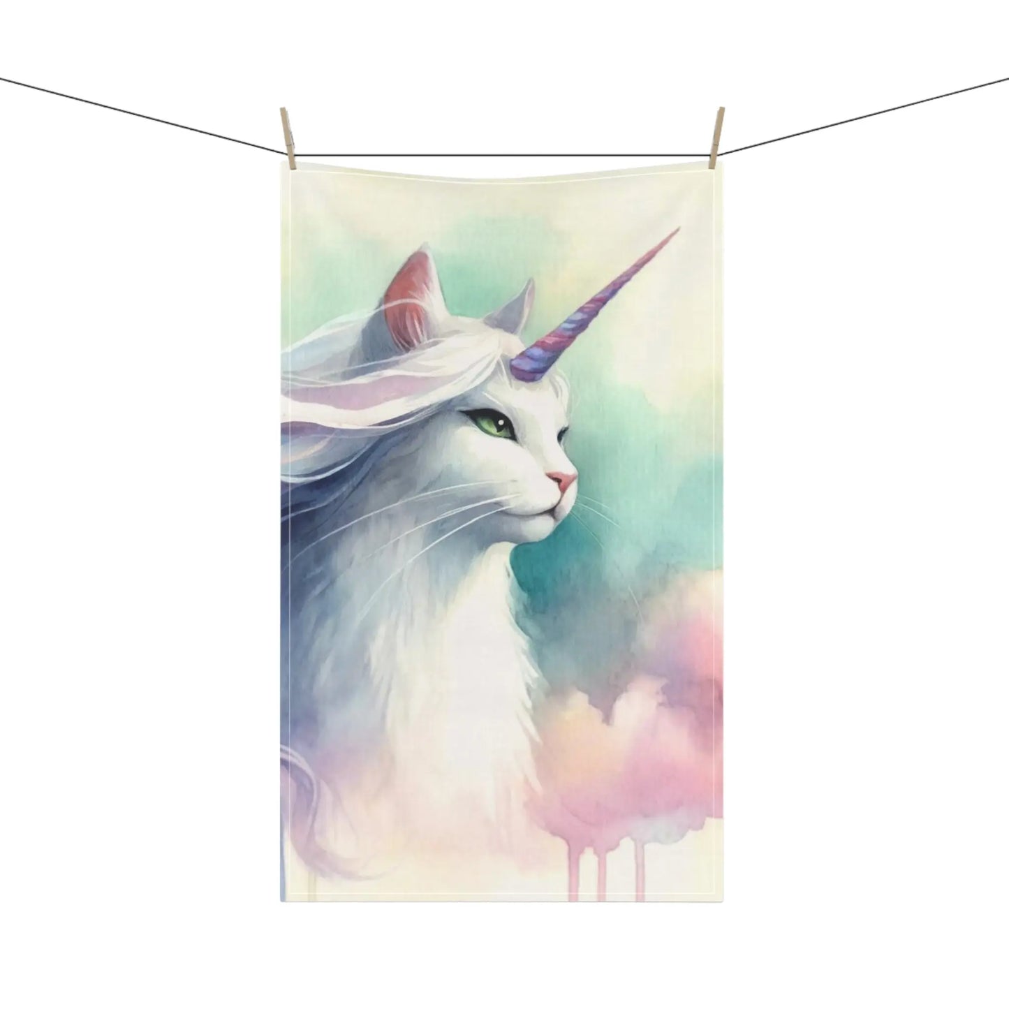 Watercolor Caticorn - Cat Unicorn - Kitchen Tea Towel - Home Decor