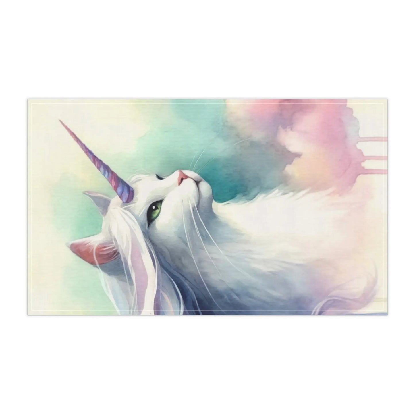 Watercolor Caticorn - Cat Unicorn - Kitchen Tea Towel - Home Decor