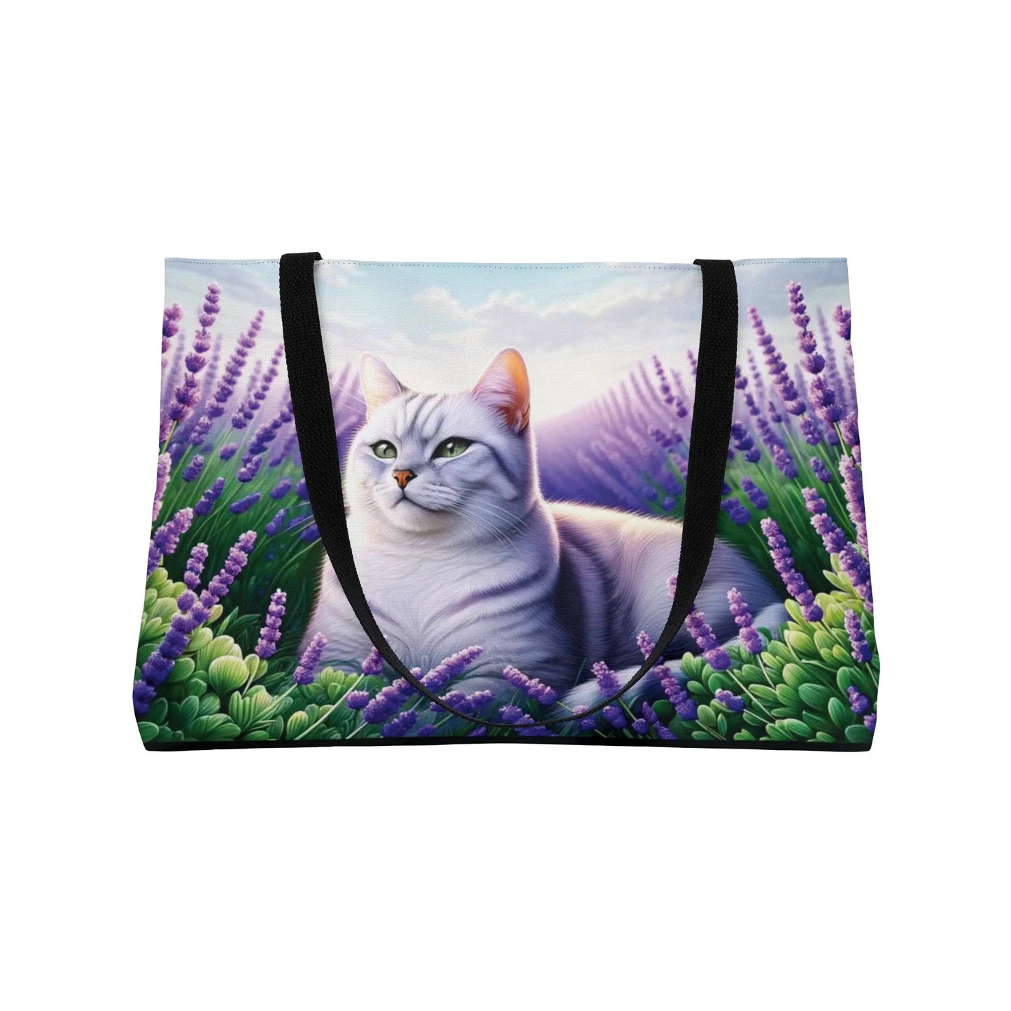 White Cat Lavender Fields - Weekender Tote Bag - Bags