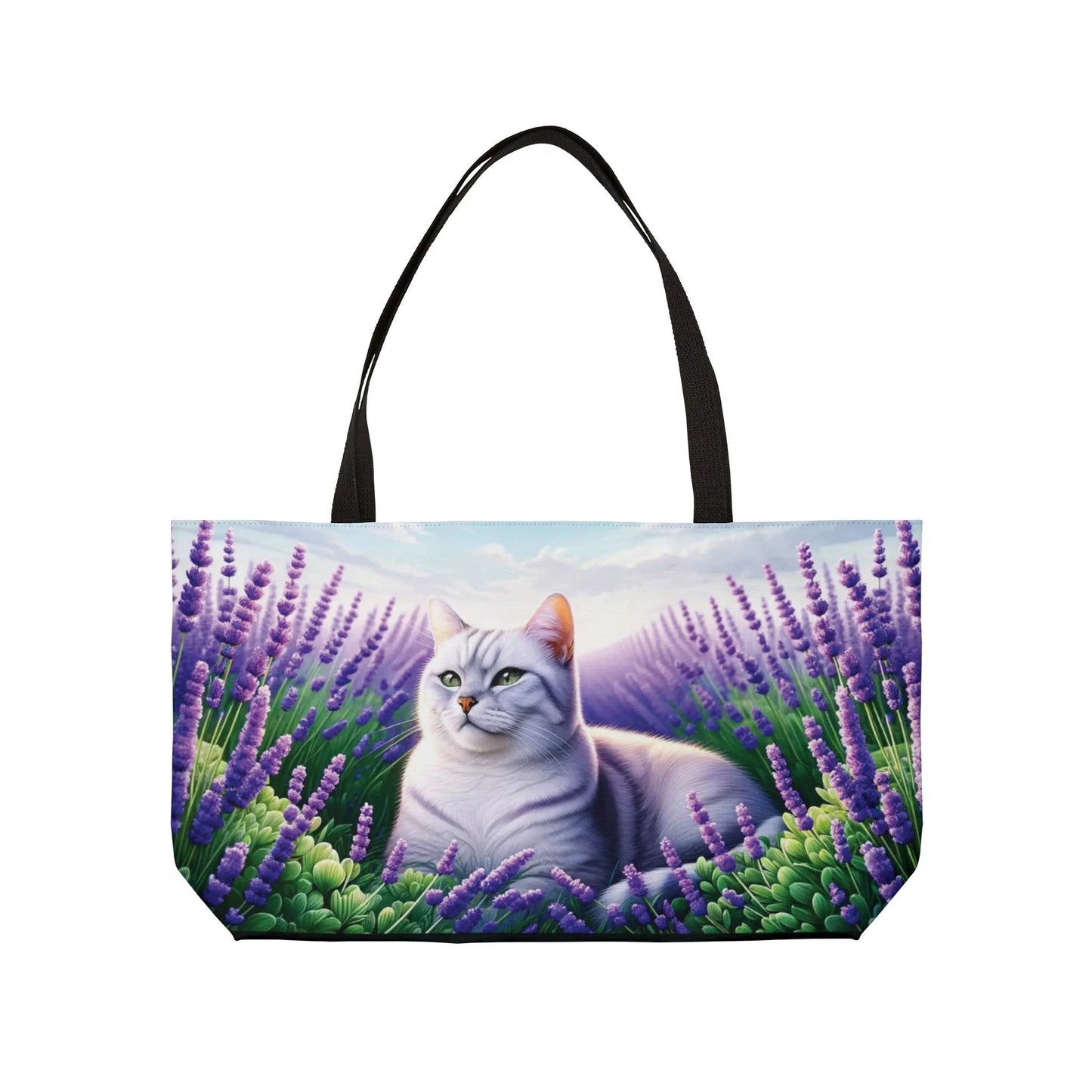 White Cat Lavender Fields - Weekender Tote Bag - Bags