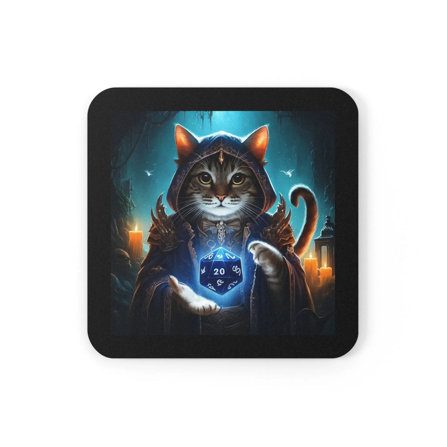 Dungeons and Dragons Cat Wizard - Drink Coaster - Montecore PawPrints