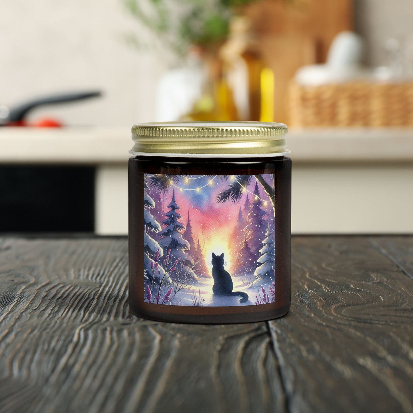 Winter Sunrise - Cat Lover - Holiday Decor - Scented Coconut Apricot Candles 4oz   