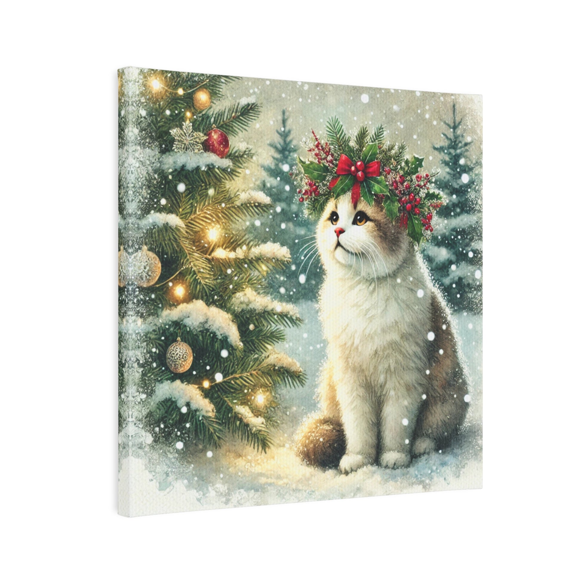 Holiday Crown - Winter Decor - Cat Lover - Wall Art 8x8   