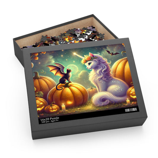 Halloween Caticorn Magic Puzzle - Cat Unicorn Gift 120, 252, or 500 -piece options   