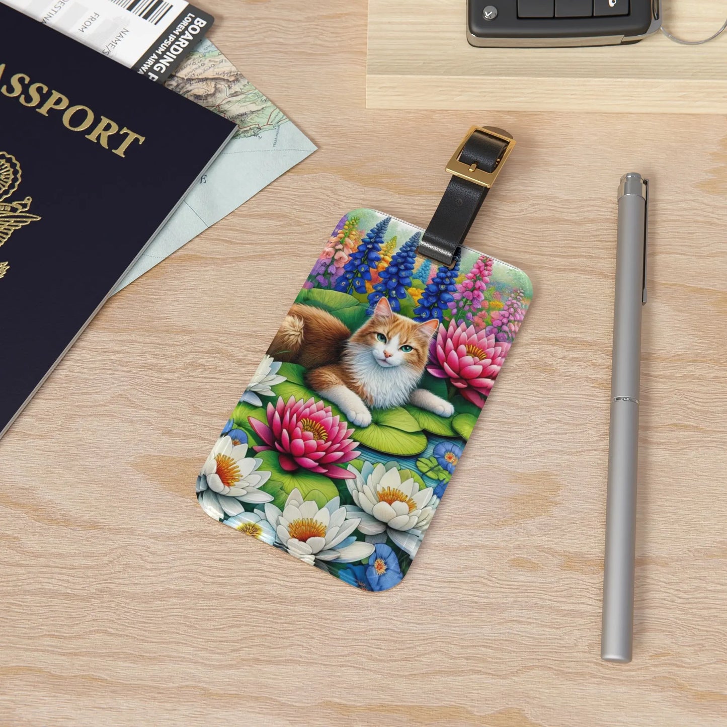 July Birth Flower - Water Lilies and Gladiolus - Luggage Tag - Montecore PawPrints