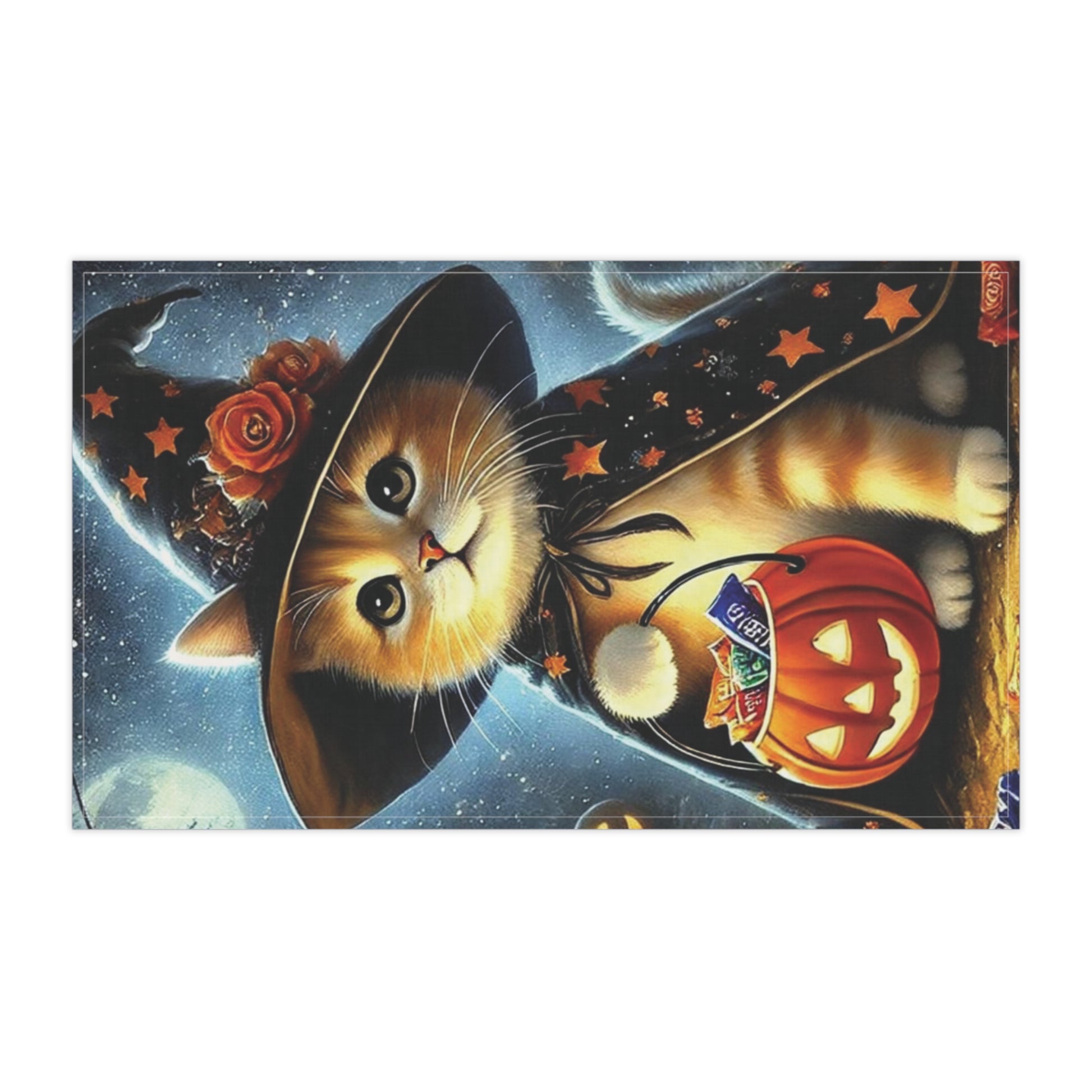 Halloween Decoration - Orange Kitten Trick or Treating - Kitchen Tea Towel   