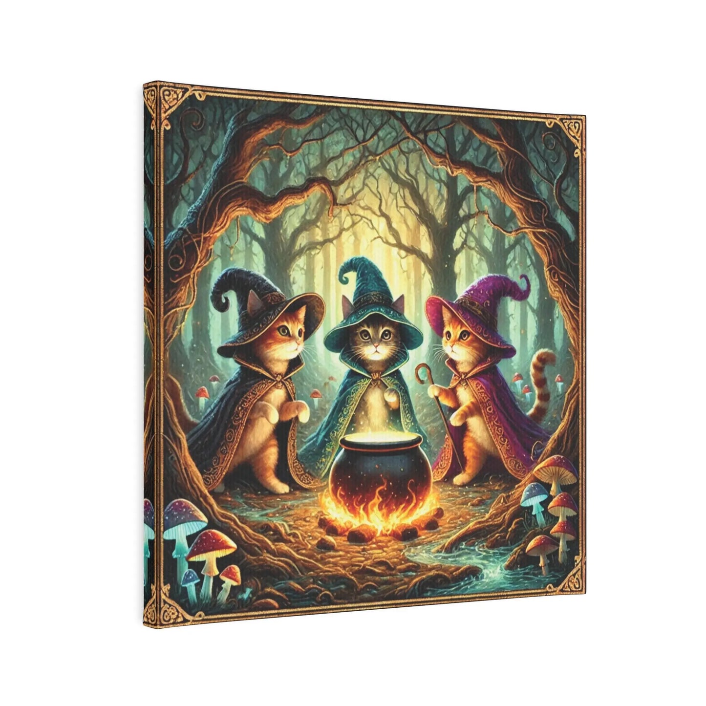 Halloween Decor - Cauldron Cat Witches - Cat Lover  - Wall Art Decor 8x8   