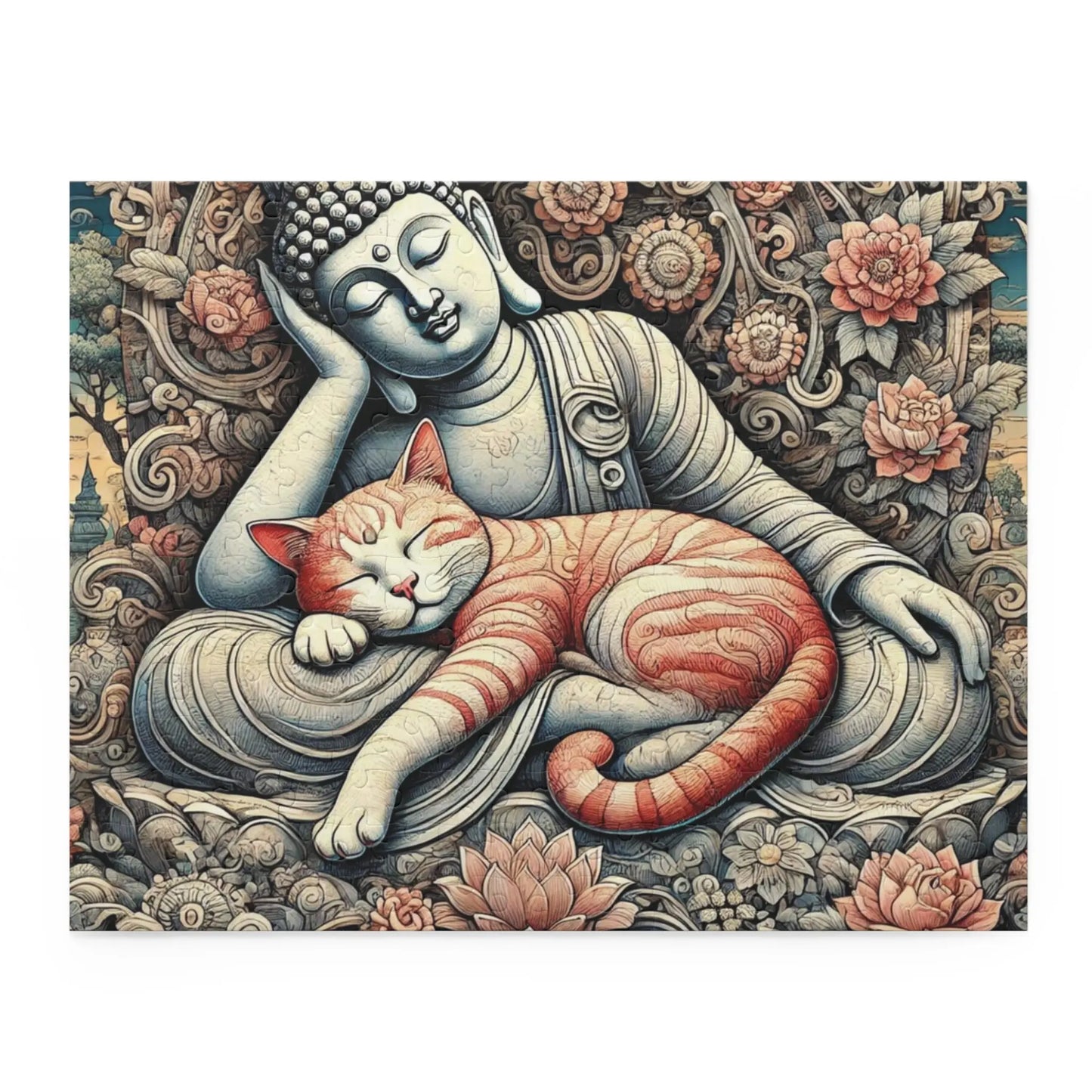 Resting Buddha Cat Naps - Cat Lover Gift 120, 252, or 500 -piece options   