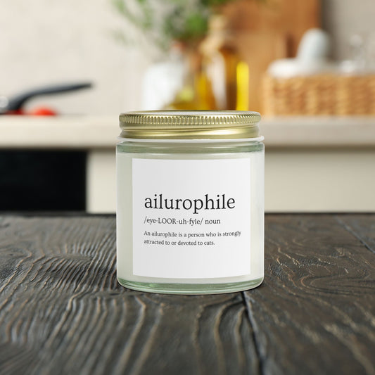 Ailurophile - Lover of Cats - Scented Coconut Apricot Candles (4oz, 9oz)   