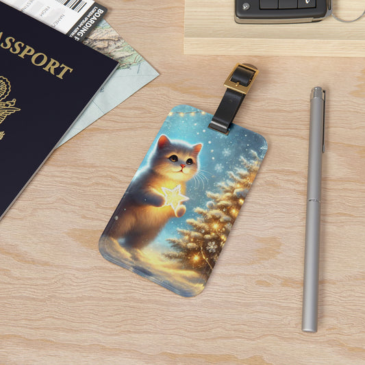 Winter Magic - Cat Lover - Luggage Tag - Travel Gift   