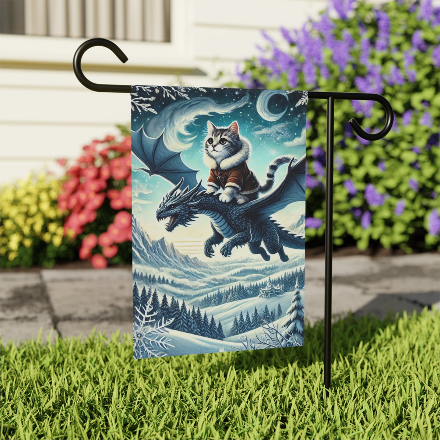 Winter Dragon Adventures - Cat Lover - Garden & House Banner   