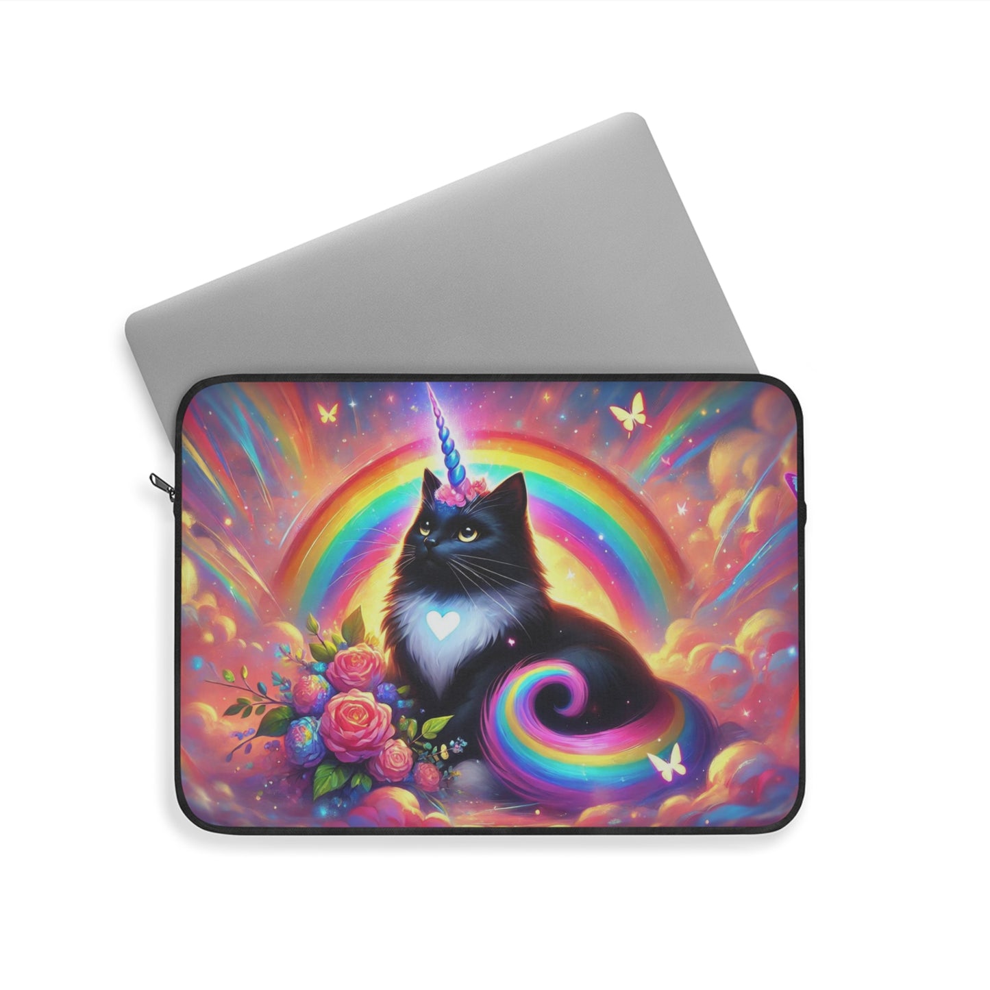 Pink Dreams Caticorn - Rainbows, Cats and Unicorns - Laptop Sleeve   