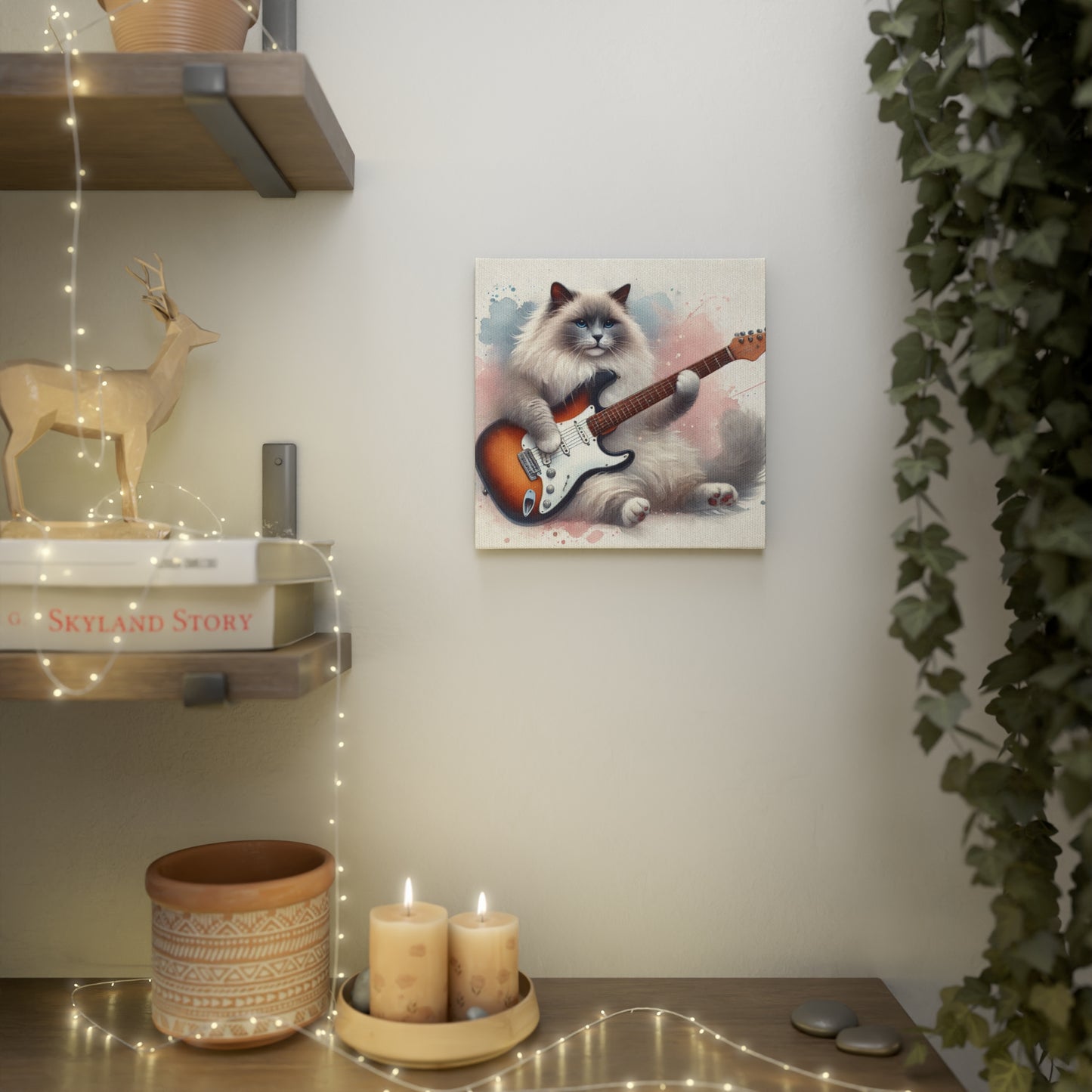 Guitar - Cat Musician - Wall Art Decor   