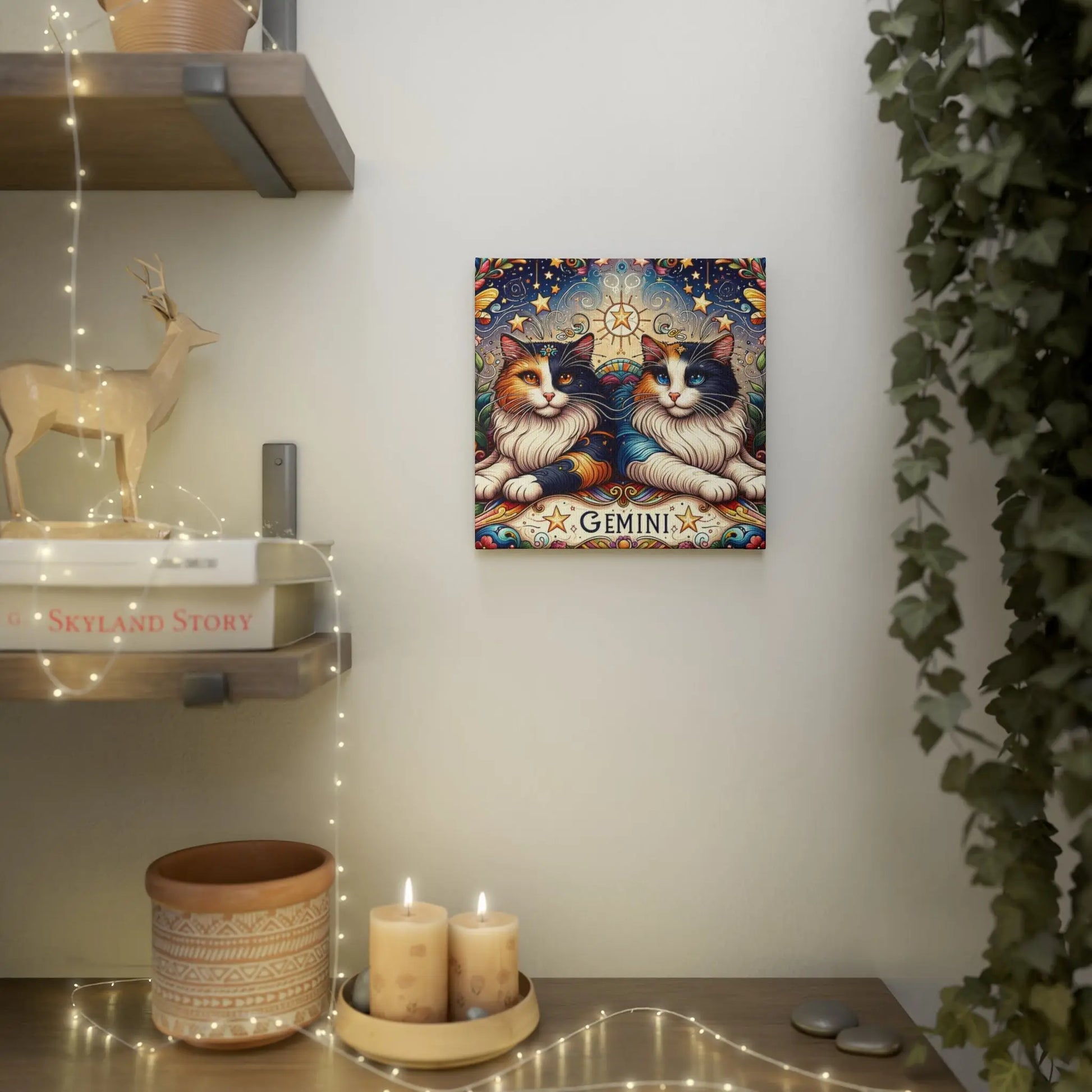 Gemini Zodiac - Cat Lover - Wall Art Decor 8x8   