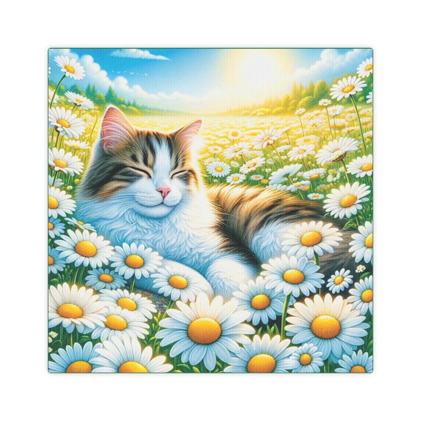 April Birthday Daisies Cat Lover Wall Art Decor - Great Birthday Gift   