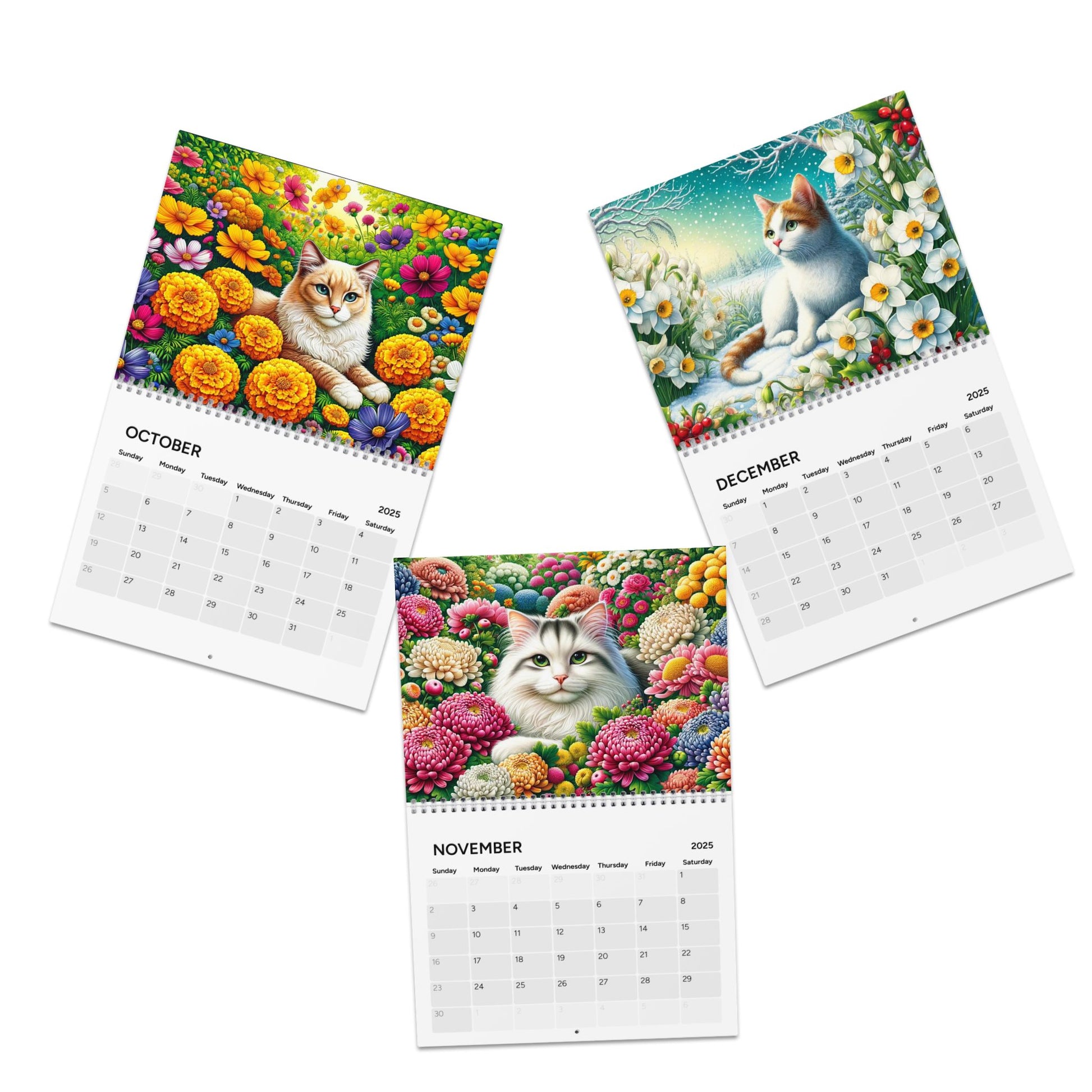 Cats and Birth Month Flowers - Calendar (2025)   